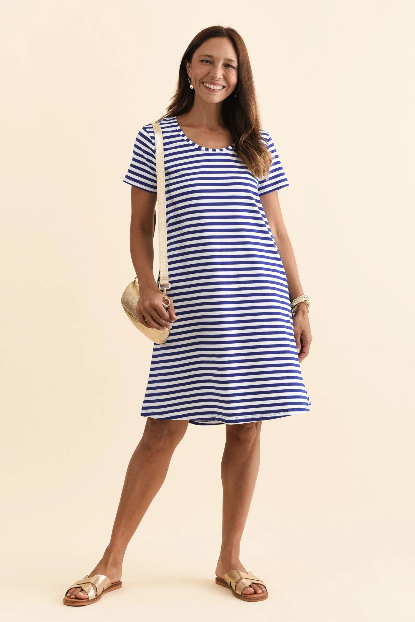 Izzy Cobalt Stripe Cotton Tee Dress - Image 2