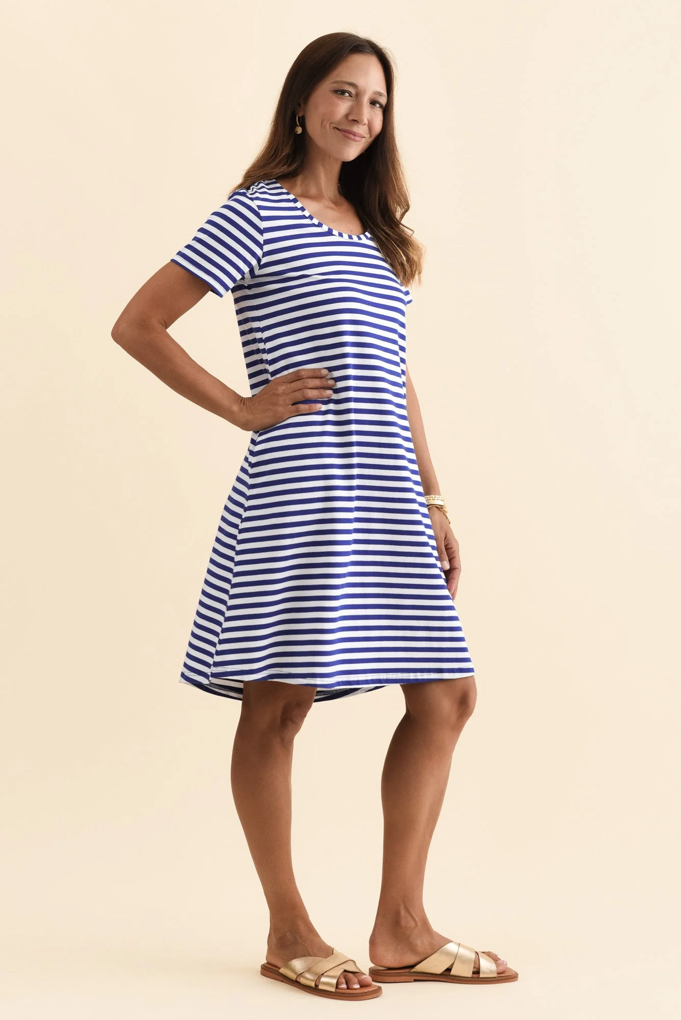 Izzy Cobalt Stripe Cotton Tee Dress - Image 4