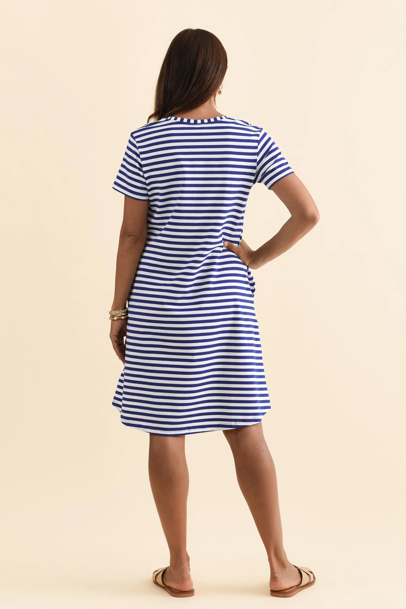 Izzy Cobalt Stripe Cotton Tee Dress - Image 5