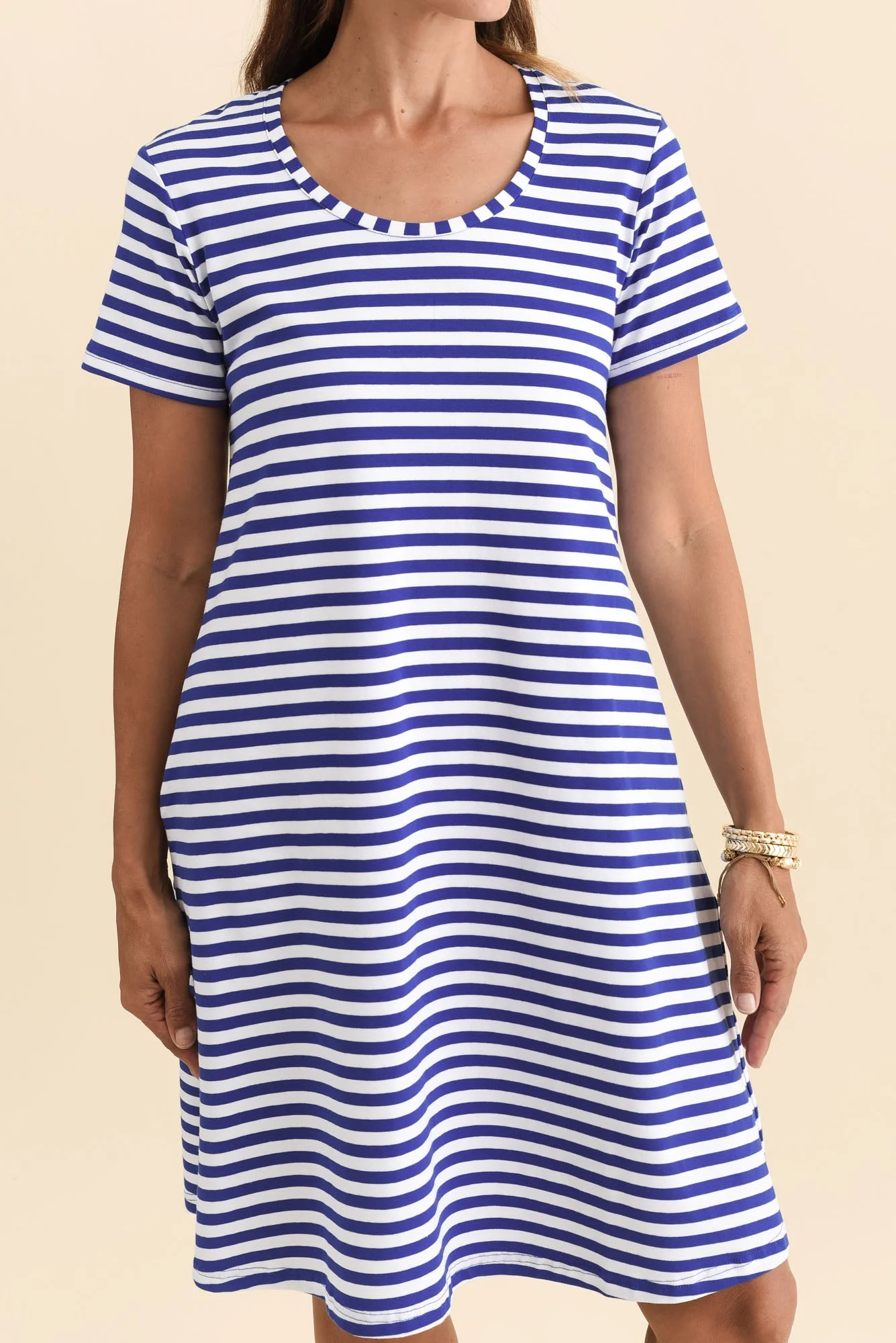 Izzy Cobalt Stripe Cotton Tee Dress - Image 6