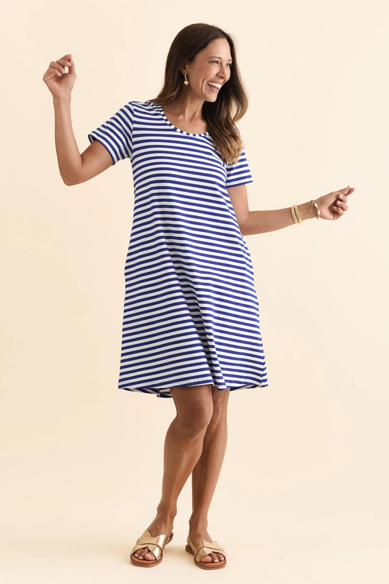 Izzy Cobalt Stripe Cotton Tee Dress - Image 7
