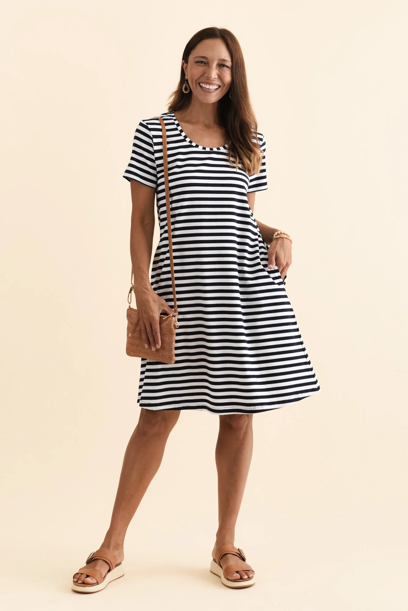 Izzy Navy Stripe Cotton Tee Dress - Image 2