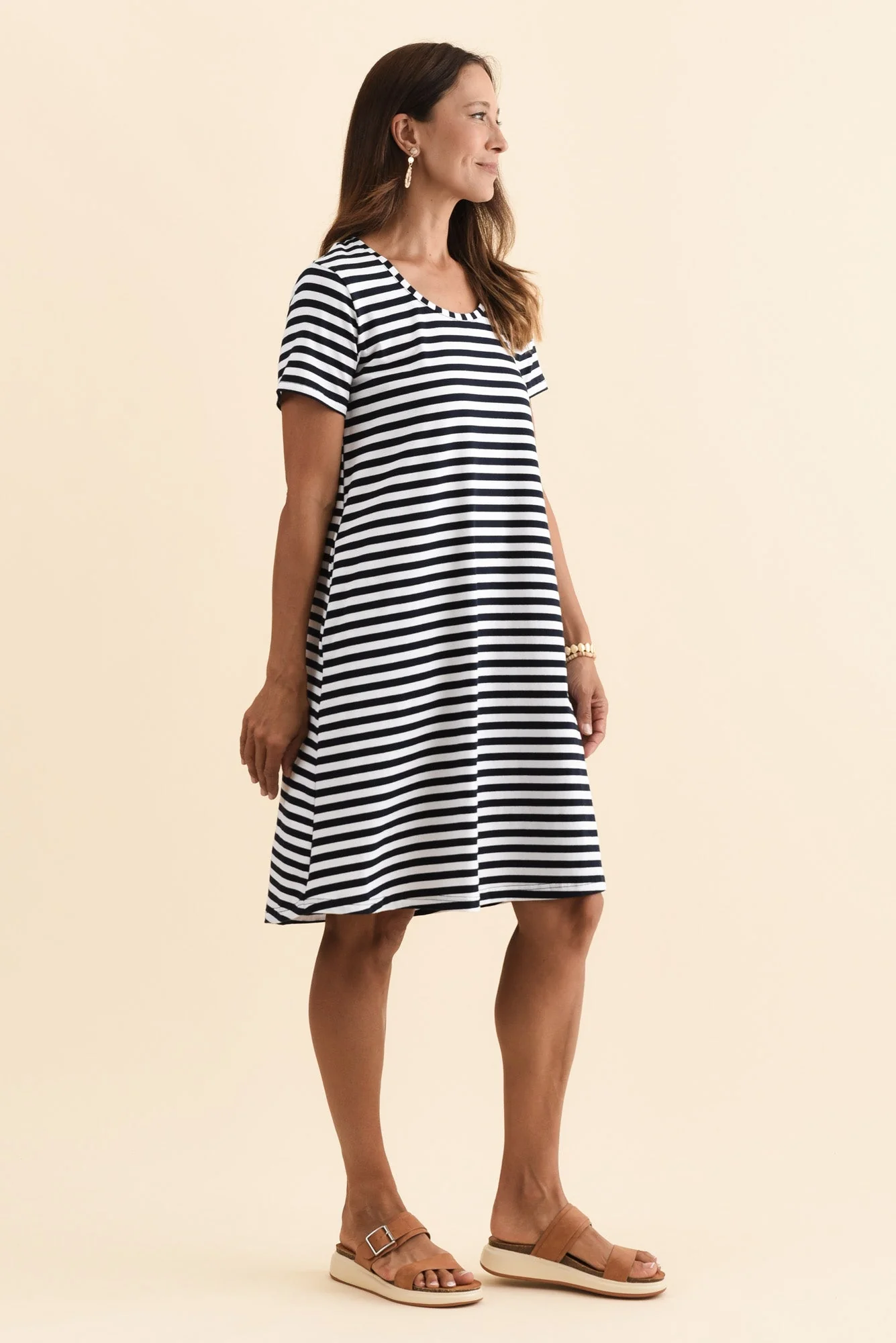 Izzy Navy Stripe Cotton Tee Dress - Image 4