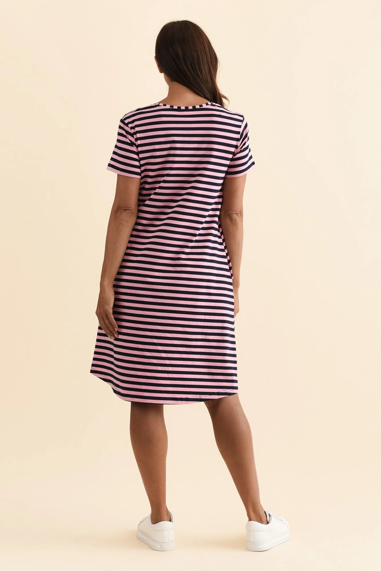 Izzy Pink Stripe Cotton Tee Dress - Image 5