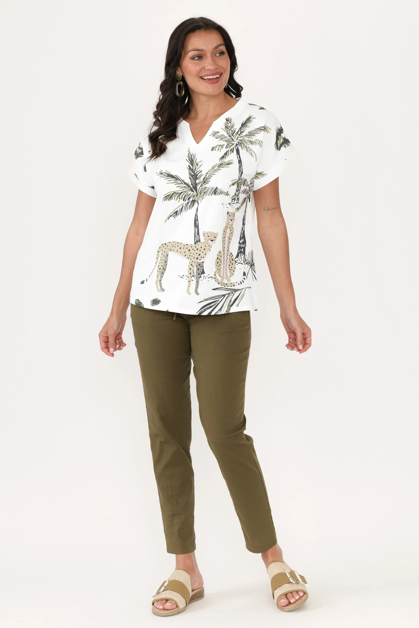 Jacinda White Jungle Cotton Top - Image 6