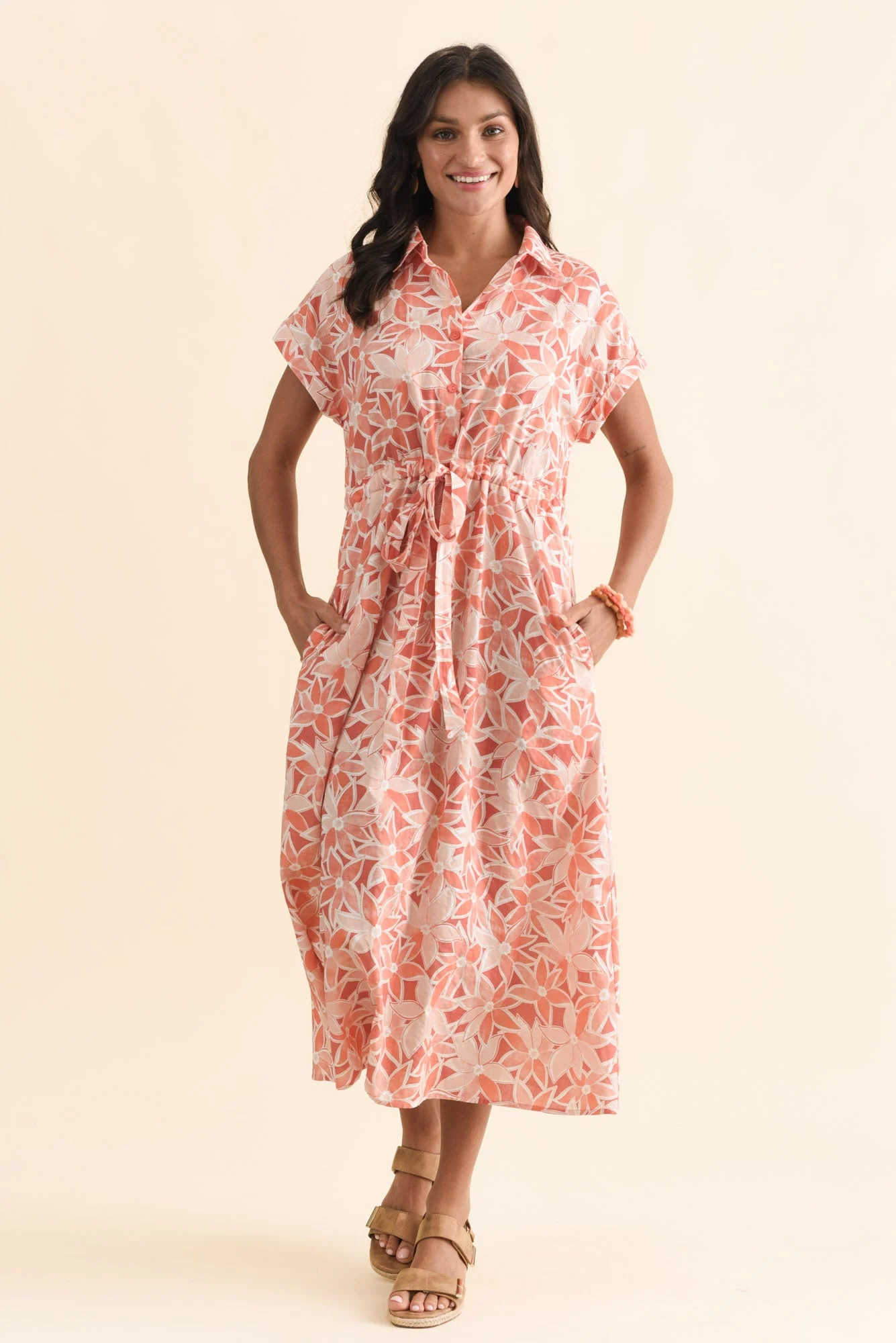Jacqueline Red Flower Tie Dress - Image 2
