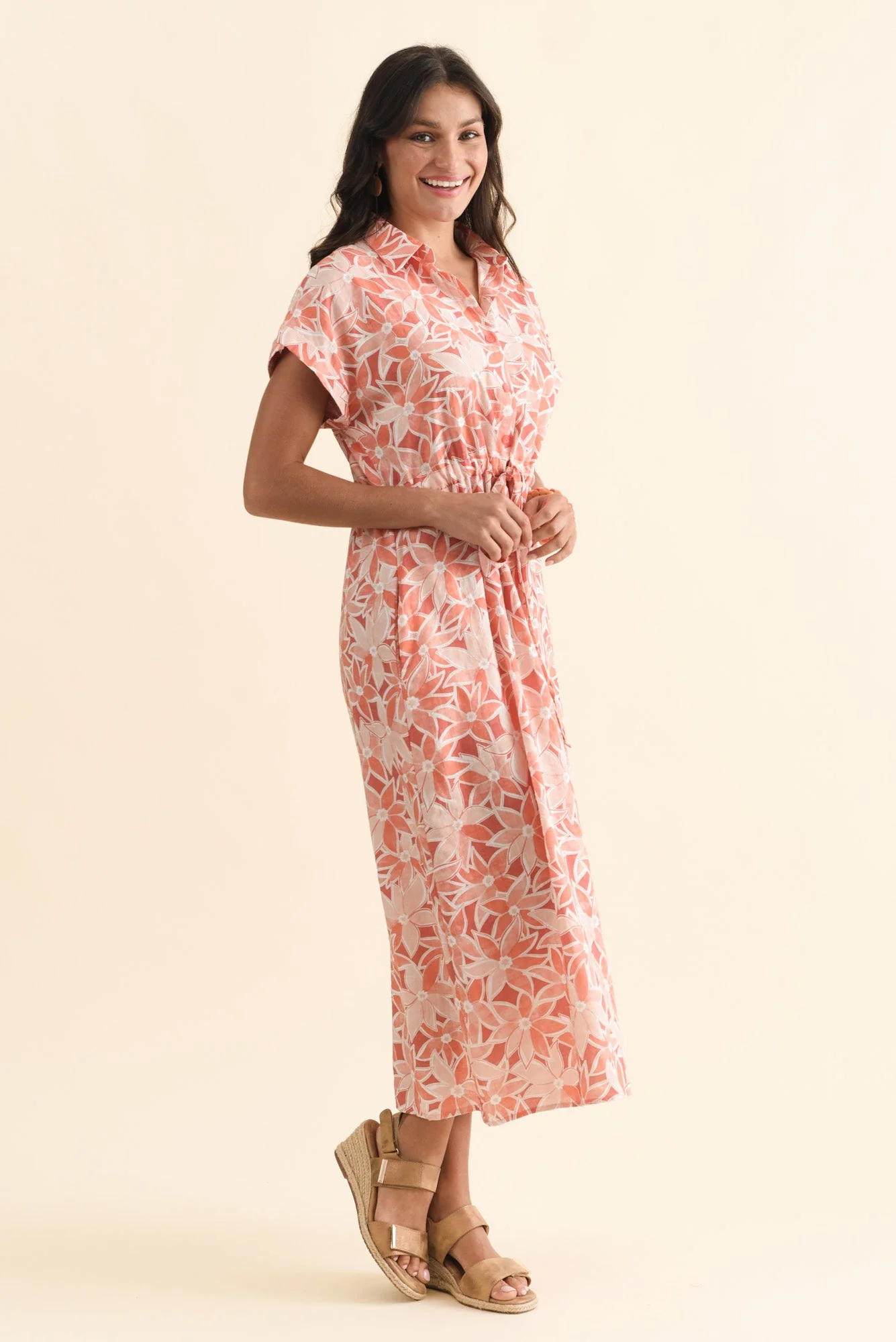 Jacqueline Red Flower Tie Dress - Image 3