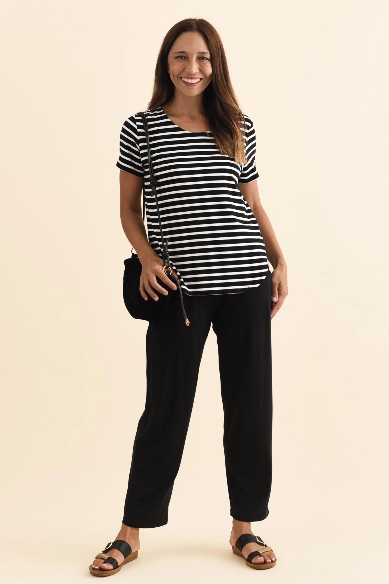 Janis Black Stripe Bamboo Tee - Image 3