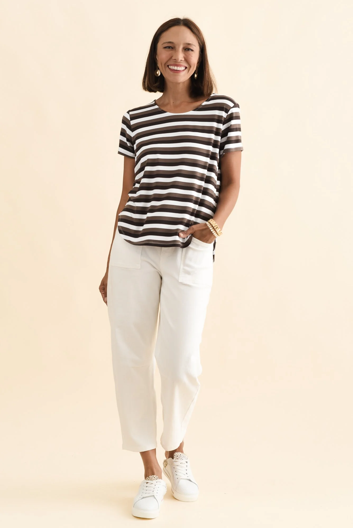 Janis Brown Stripe Bamboo Tee - Image 2