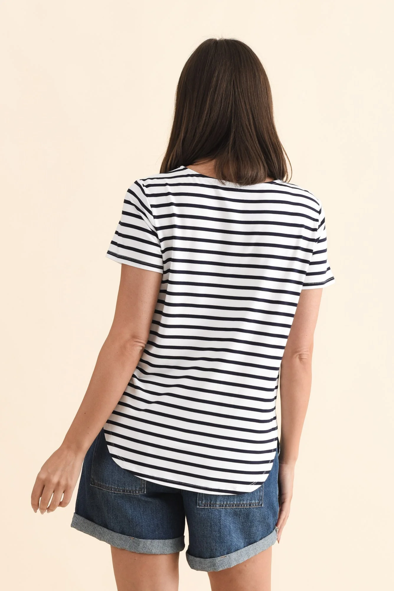 Janis Navy Stripe Bamboo Tee - Image 4