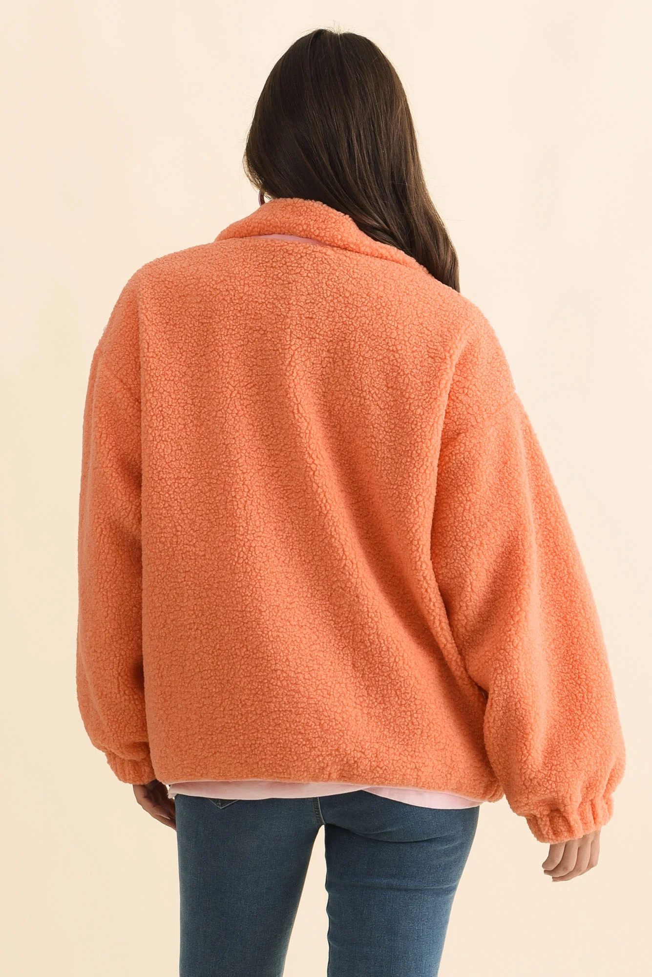 Jayne Orange Contrast Fleece Jacket - Image 5