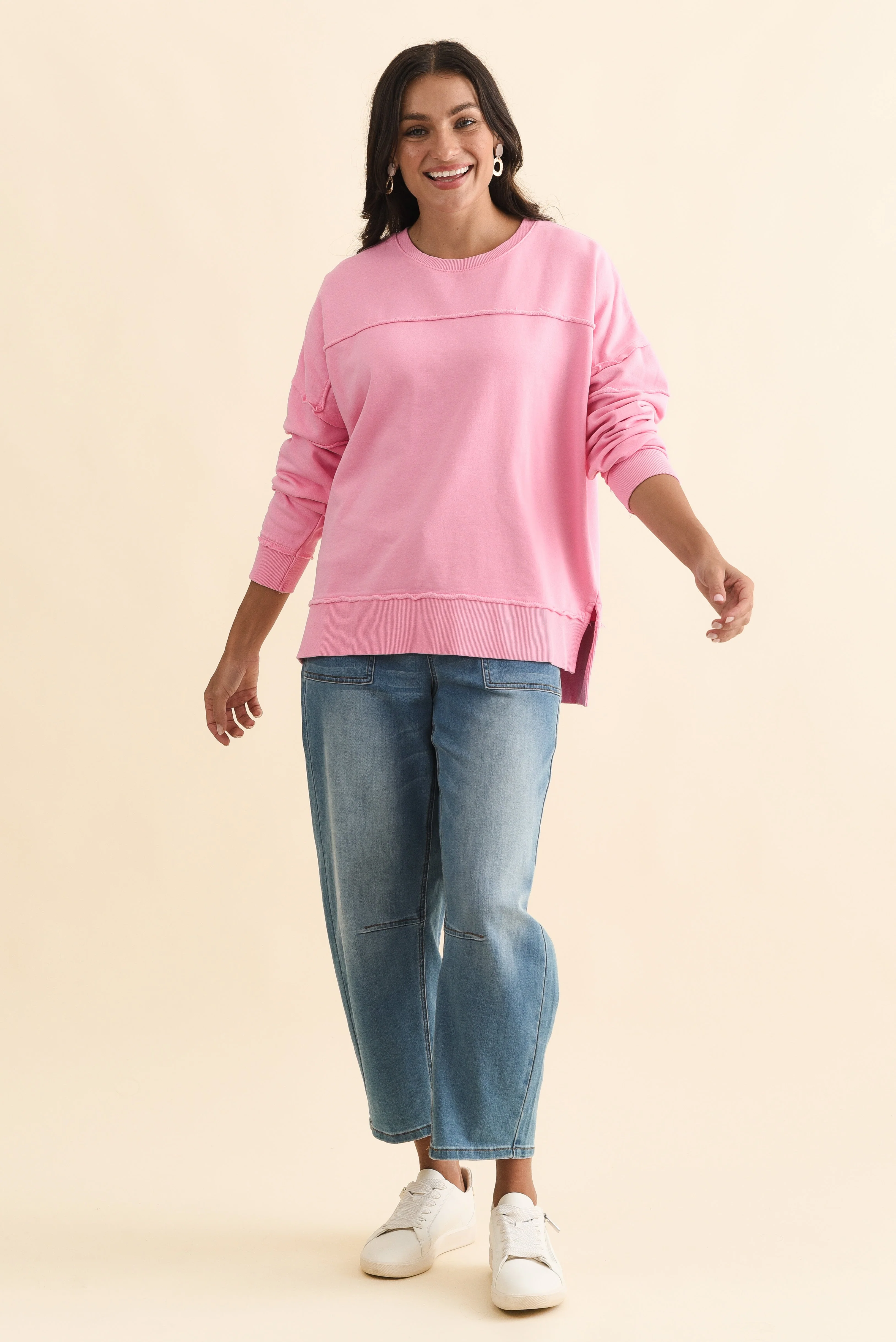 Jayne Pink Cotton Crewneck Sweatshirt - Image 6