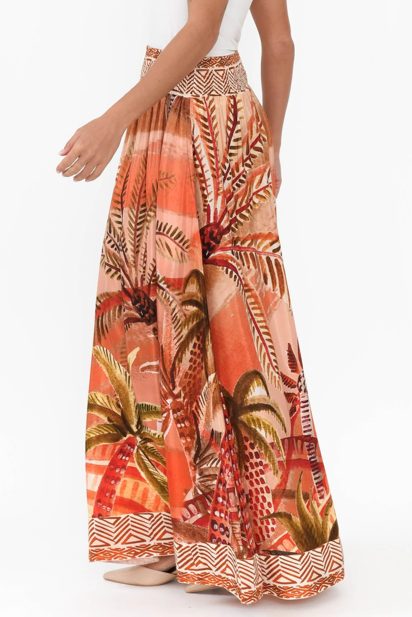 Jeannie Orange Palm Maxi Skirt - Image 2