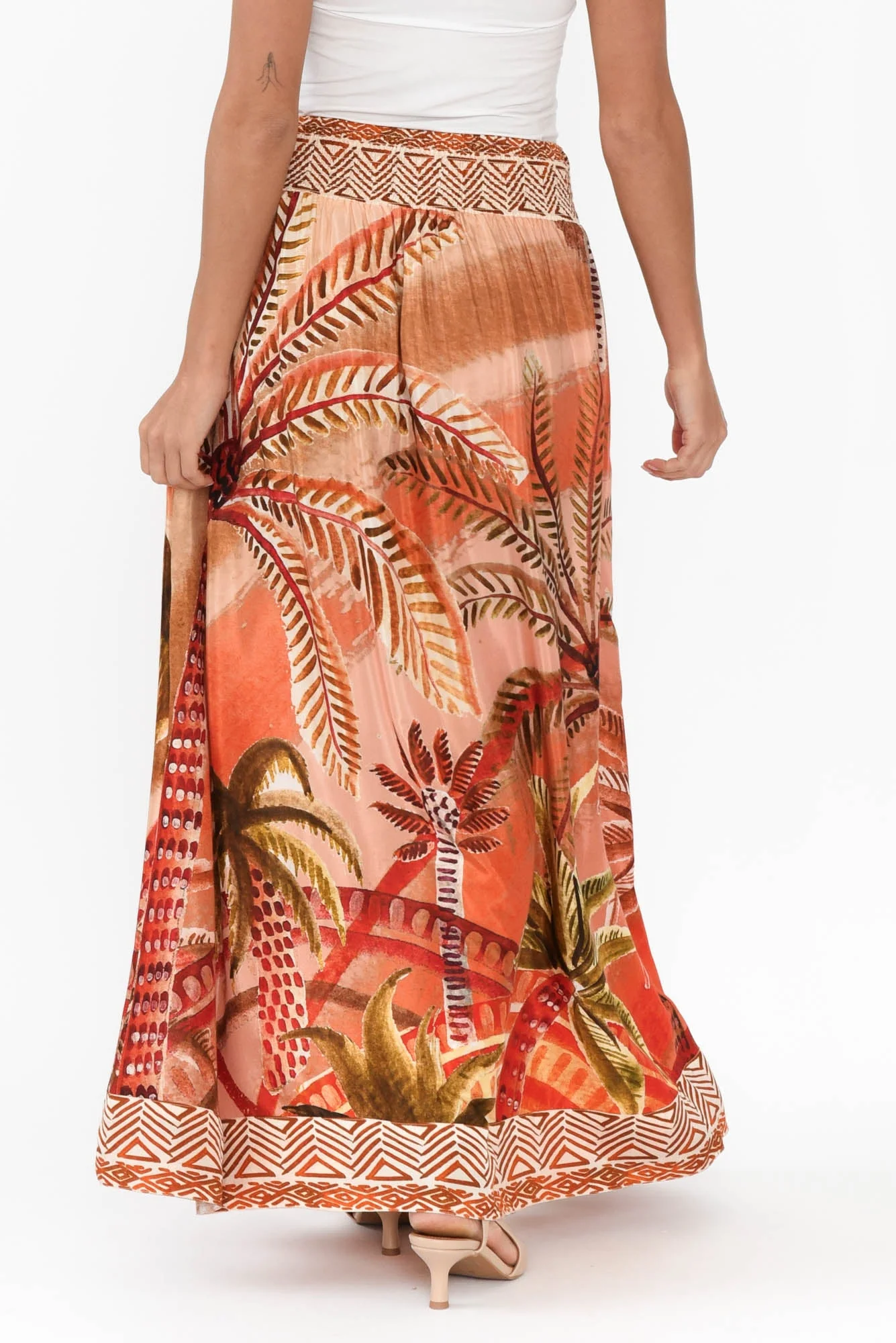 Jeannie Orange Palm Maxi Skirt - Image 3