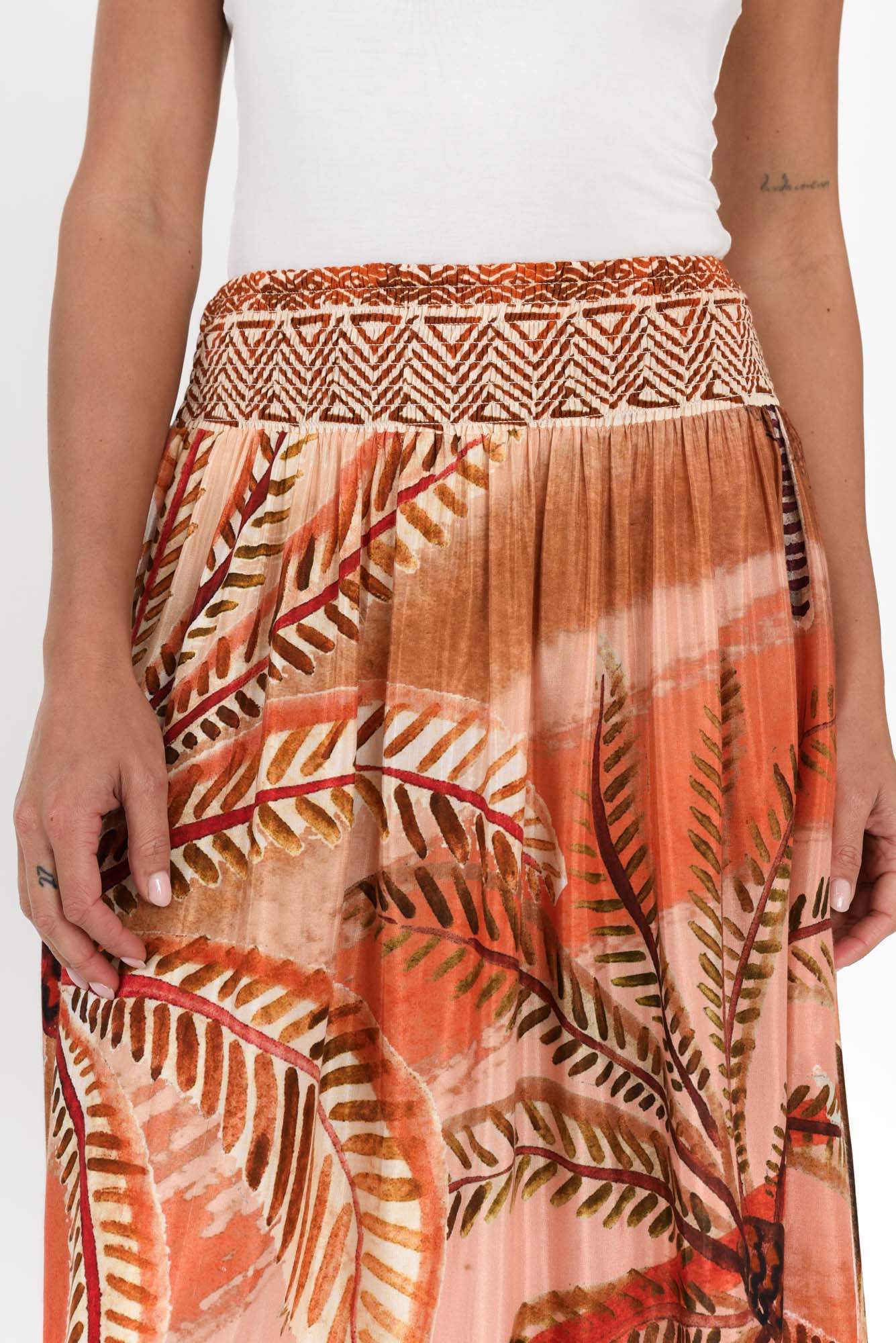 Jeannie Orange Palm Maxi Skirt - Image 4