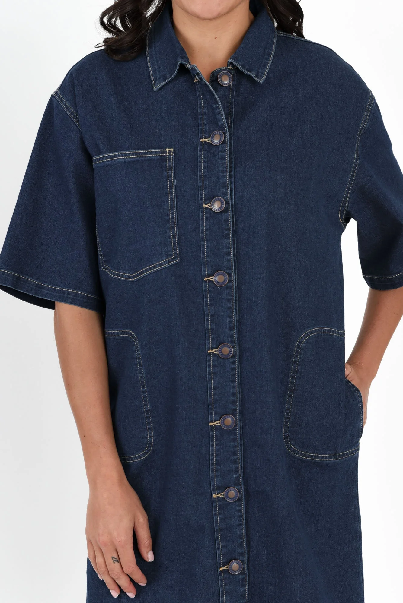 Jenna Blue Denim Shirt Dress - Image 5