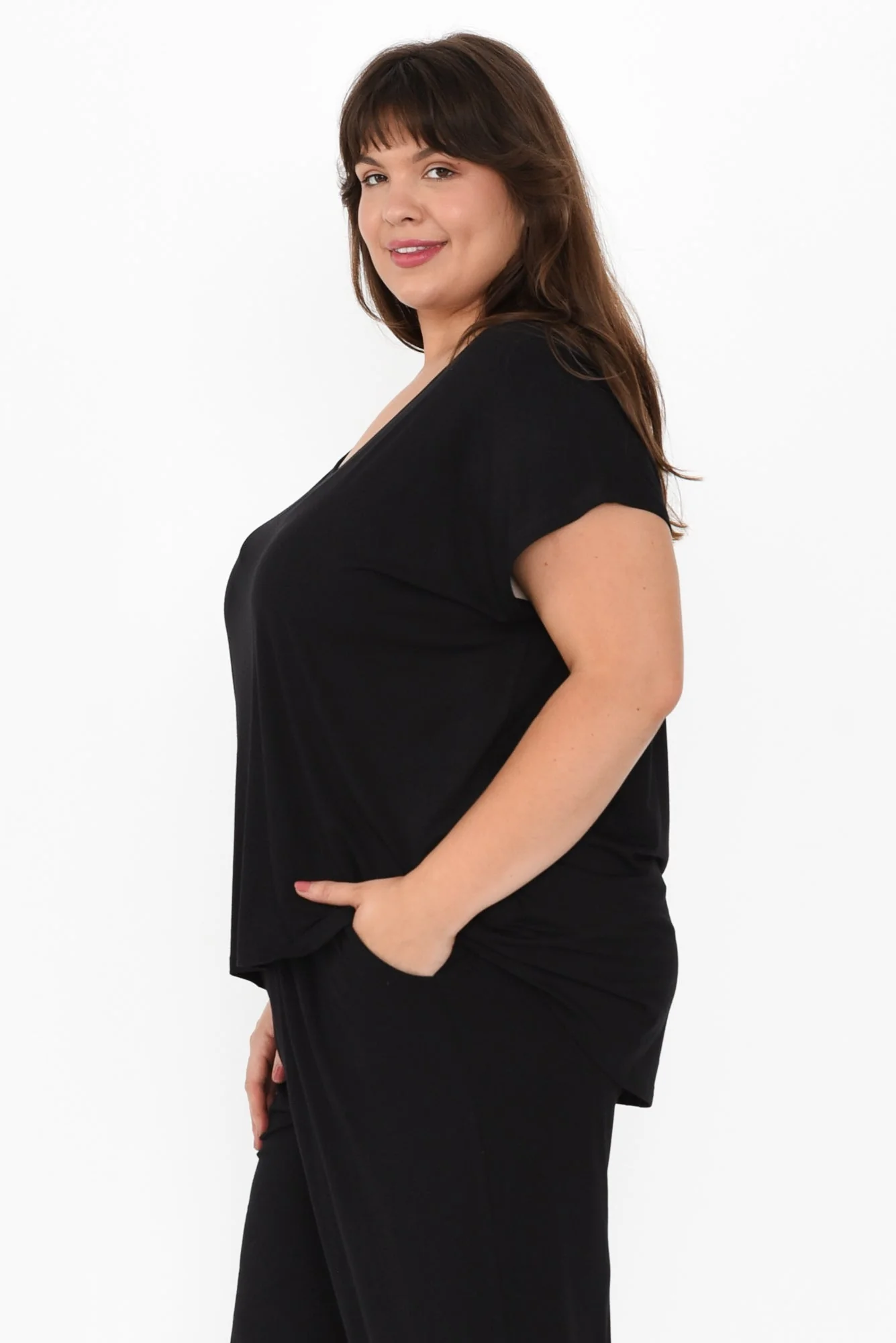 Jenner Black V Neck Tee - Image 10
