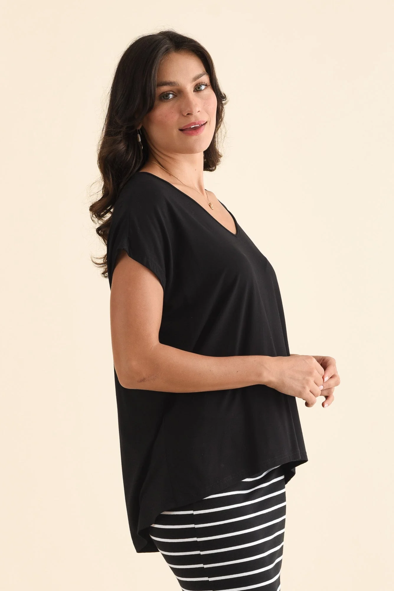Jenner Black V Neck Tee - Image 4