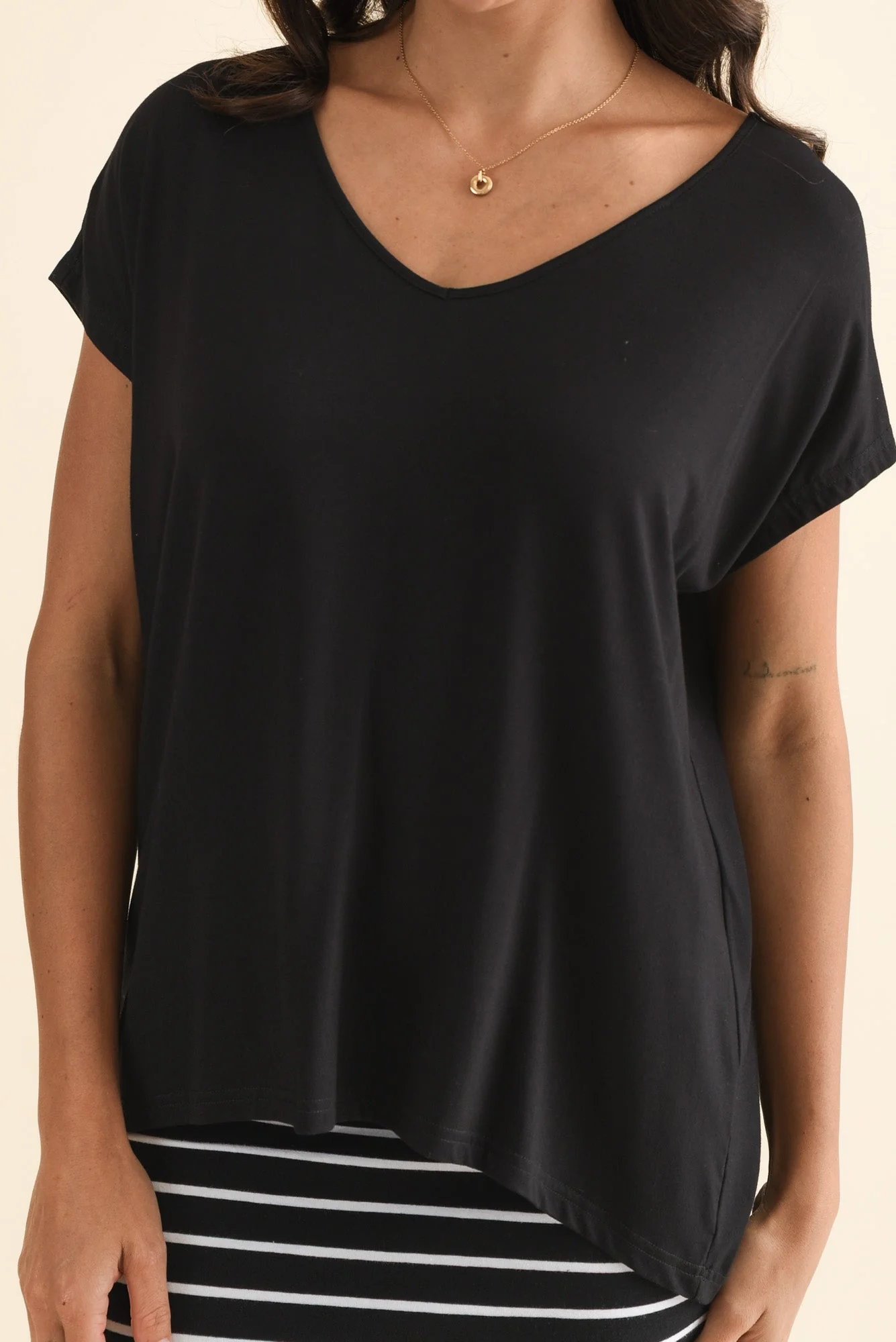 Jenner Black V Neck Tee - Image 6