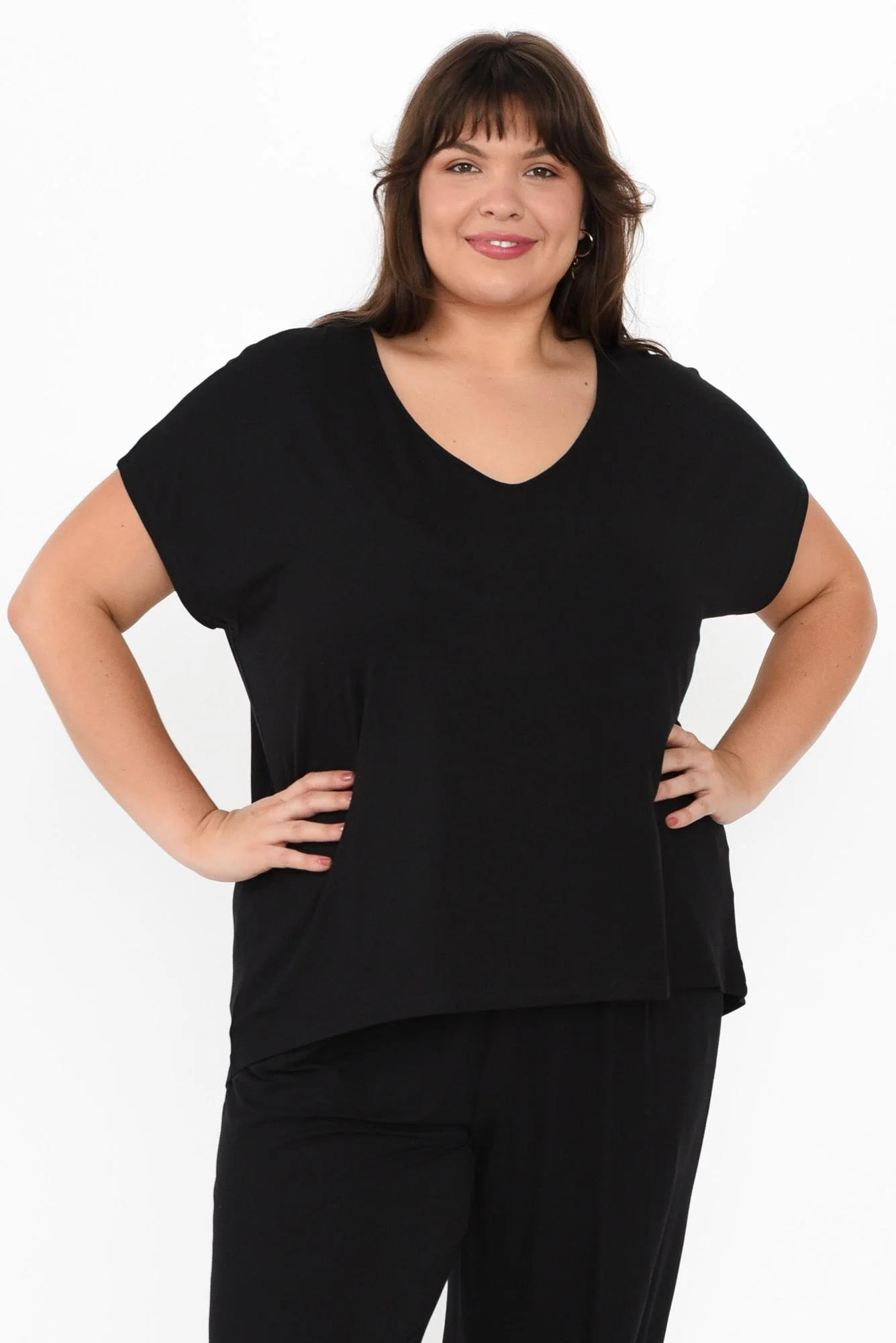 Jenner Black V Neck Tee - Image 9