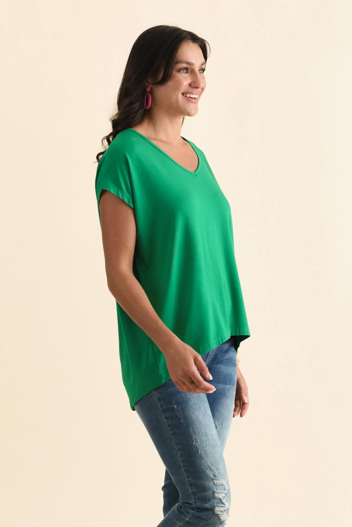 Jenner Green V Neck Tee - Image 3