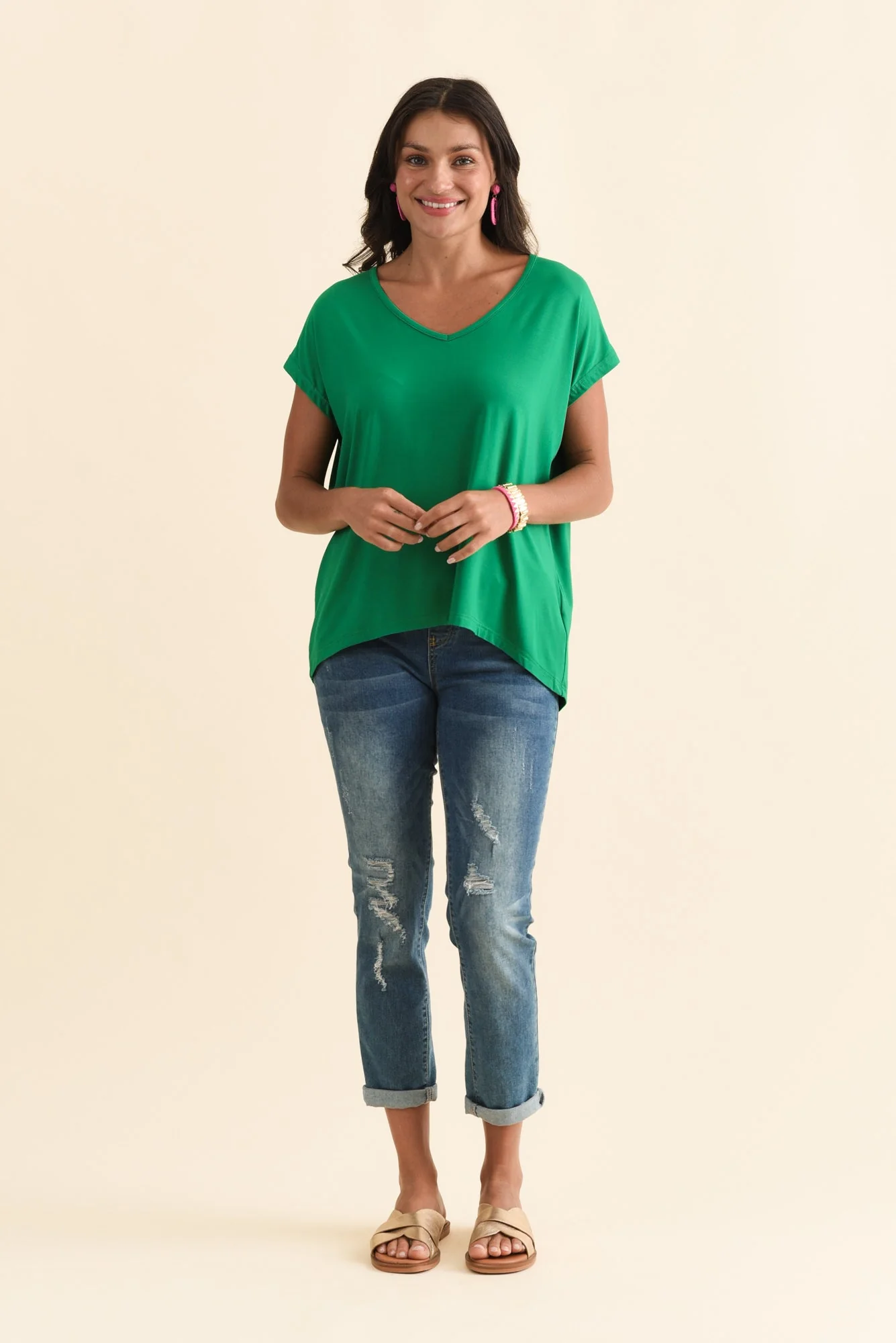 Jenner Green V Neck Tee - Image 6