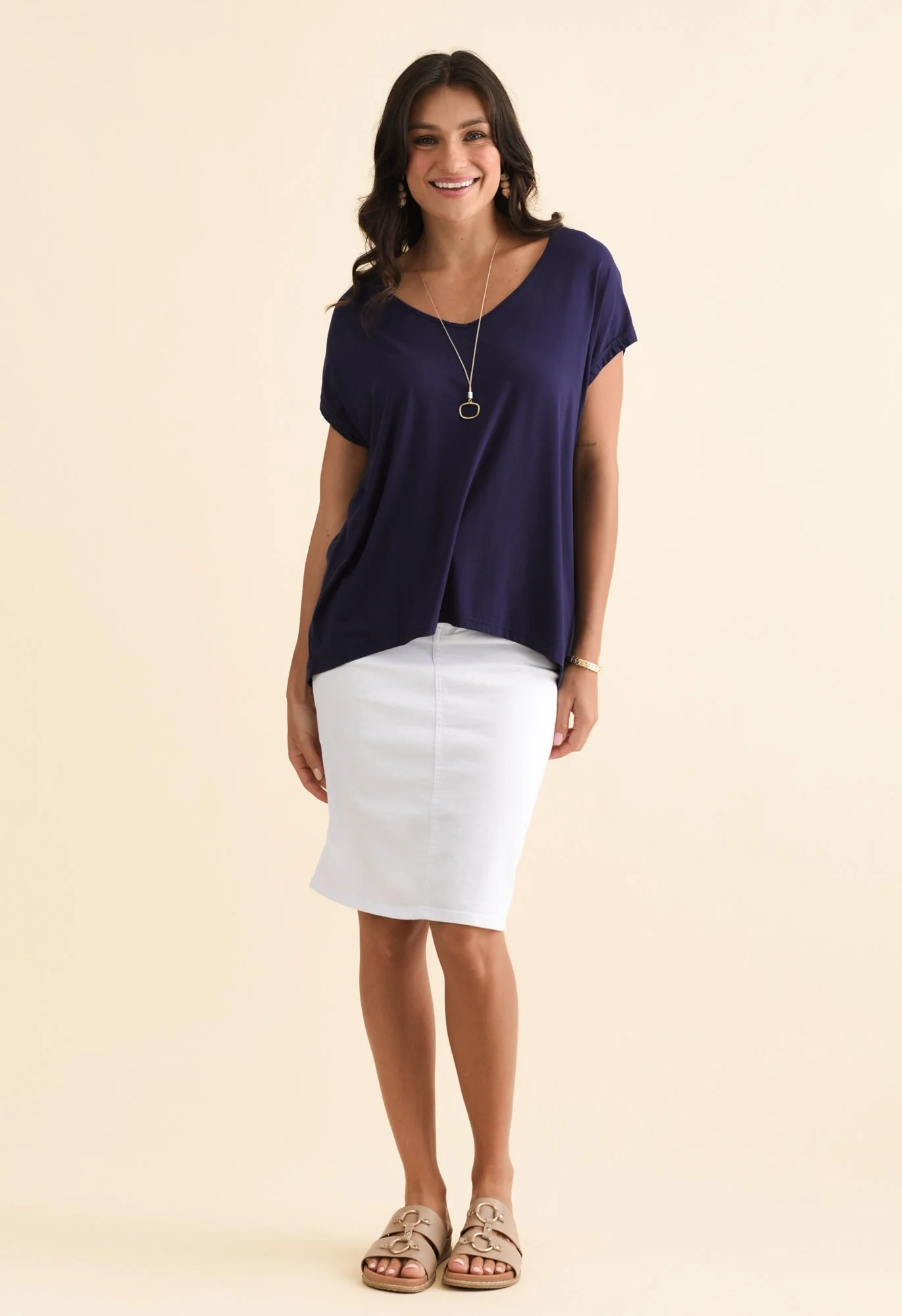 Jenner Navy V Neck Tee - Image 2