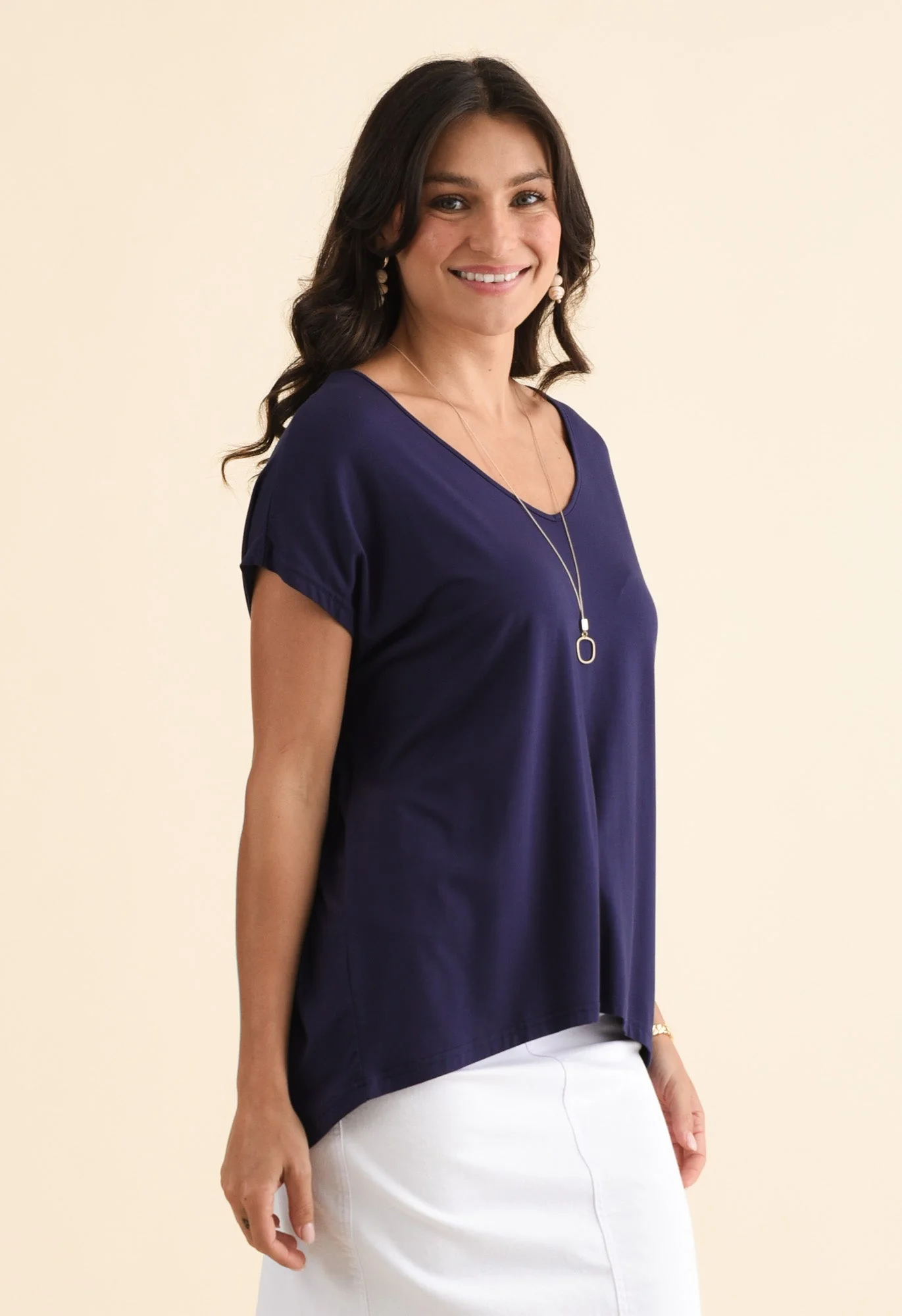 Jenner Navy V Neck Tee - Image 3