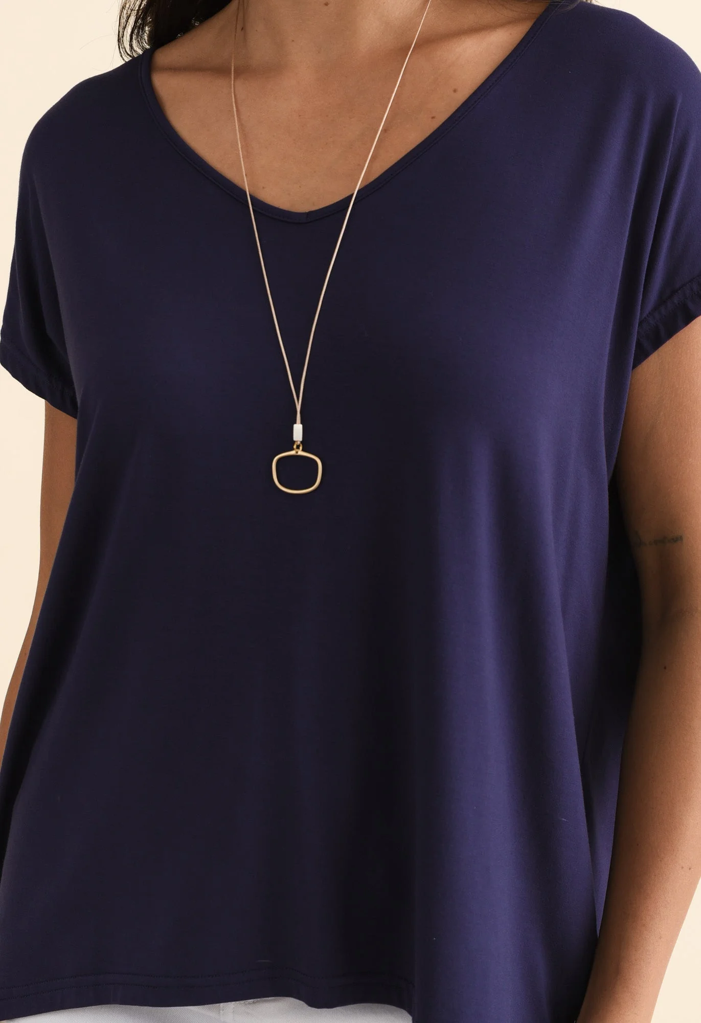 Jenner Navy V Neck Tee - Image 5