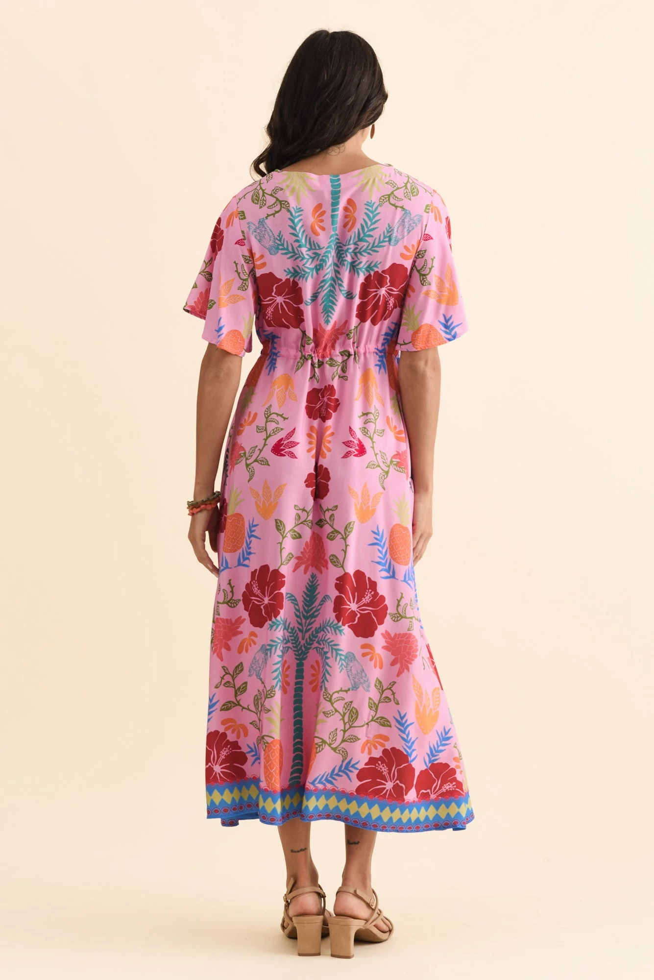 Jennifer Pink Tropical Flutter Sleeve Dress - Image 5