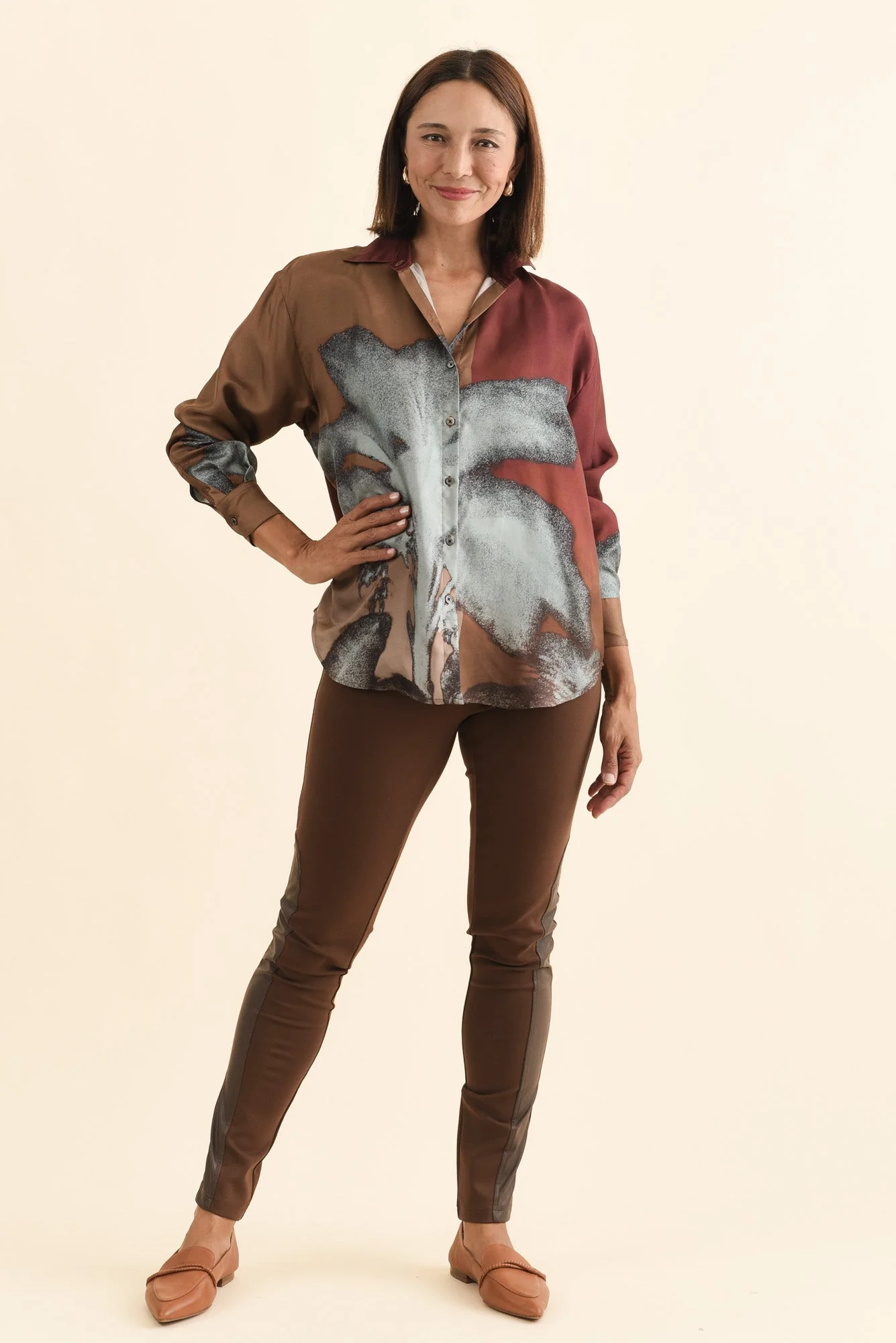 Jesse Chocolate Trim Stretch Leggings - Image 2