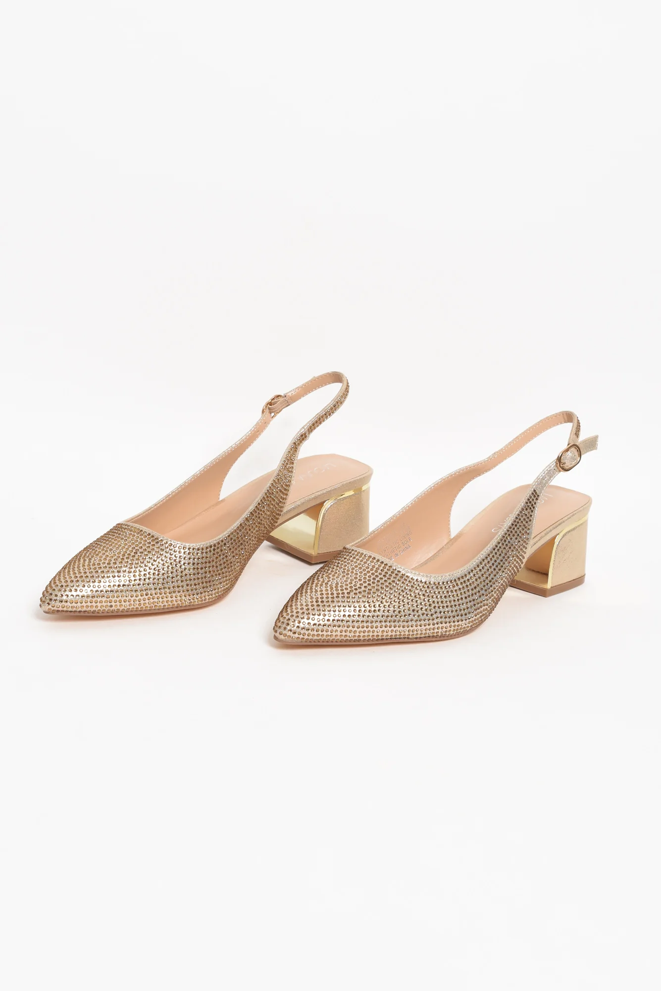 Jester Gold Diamante Slingback Heel - Image 3
