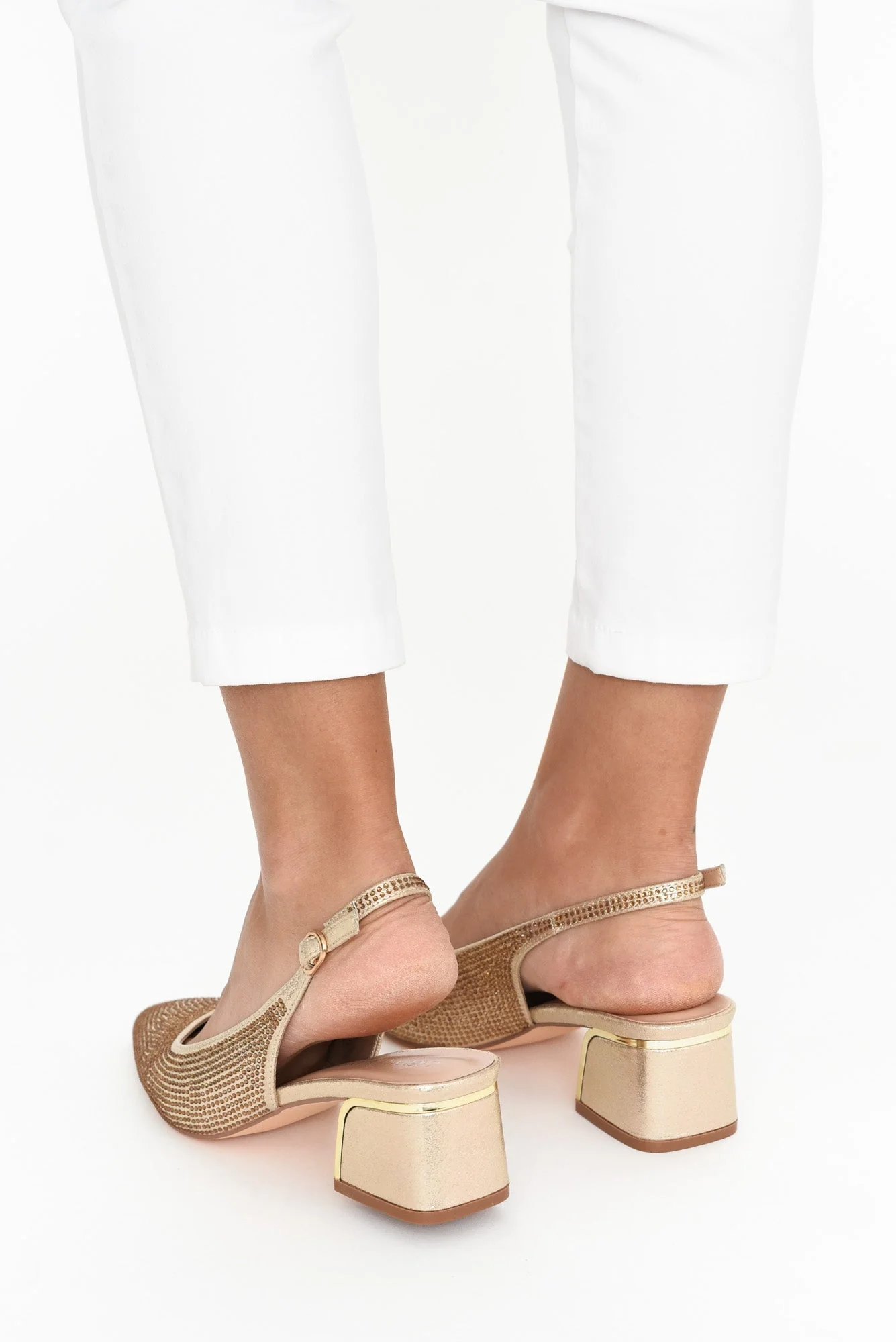 Jester Gold Diamante Slingback Heel - Image 6