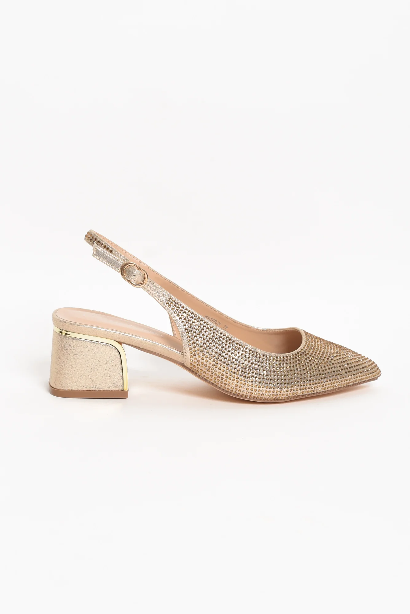 Jester Gold Diamante Slingback Heel - Image 7