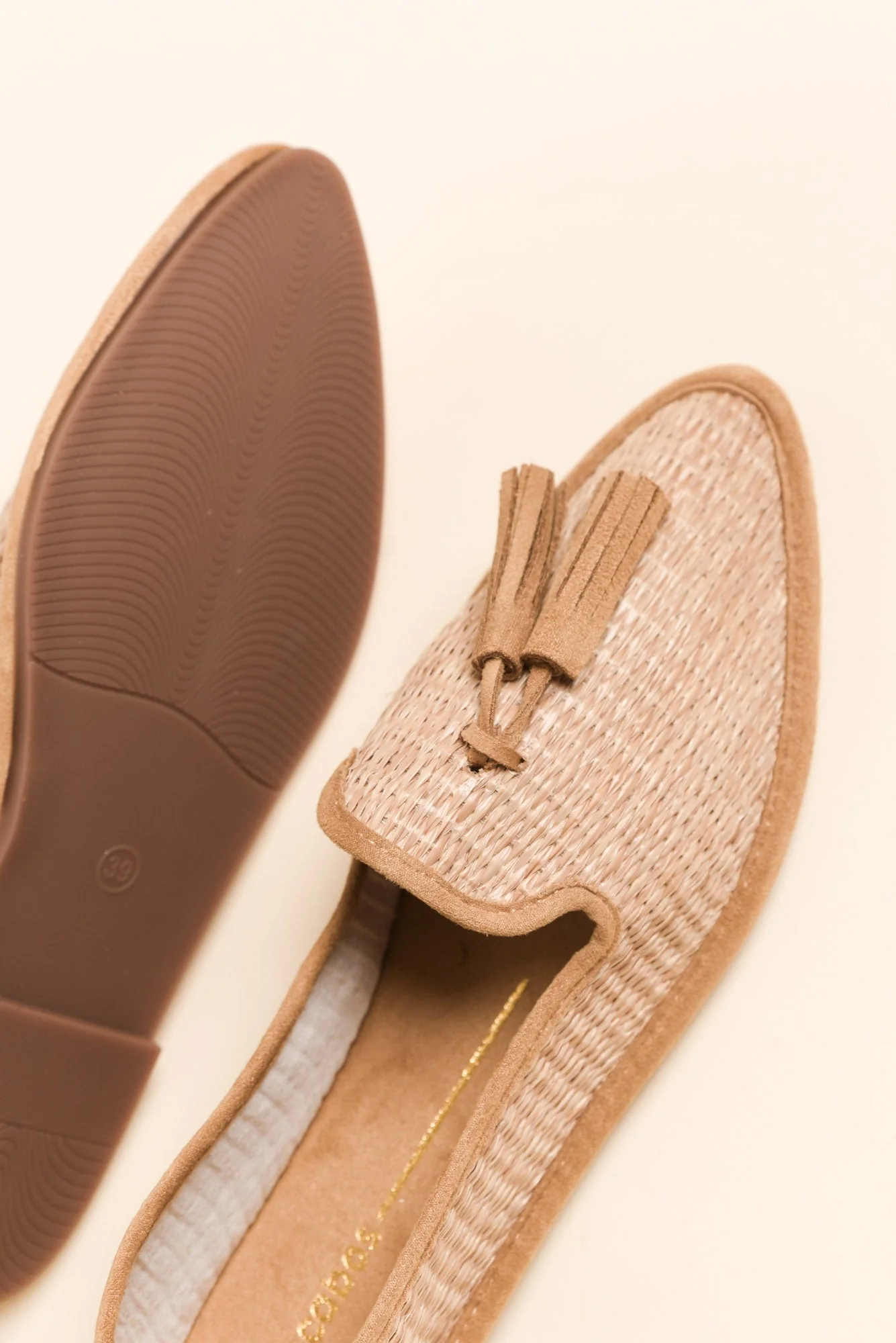 Jia Camel Raffia Tassel Loafer - Image 3
