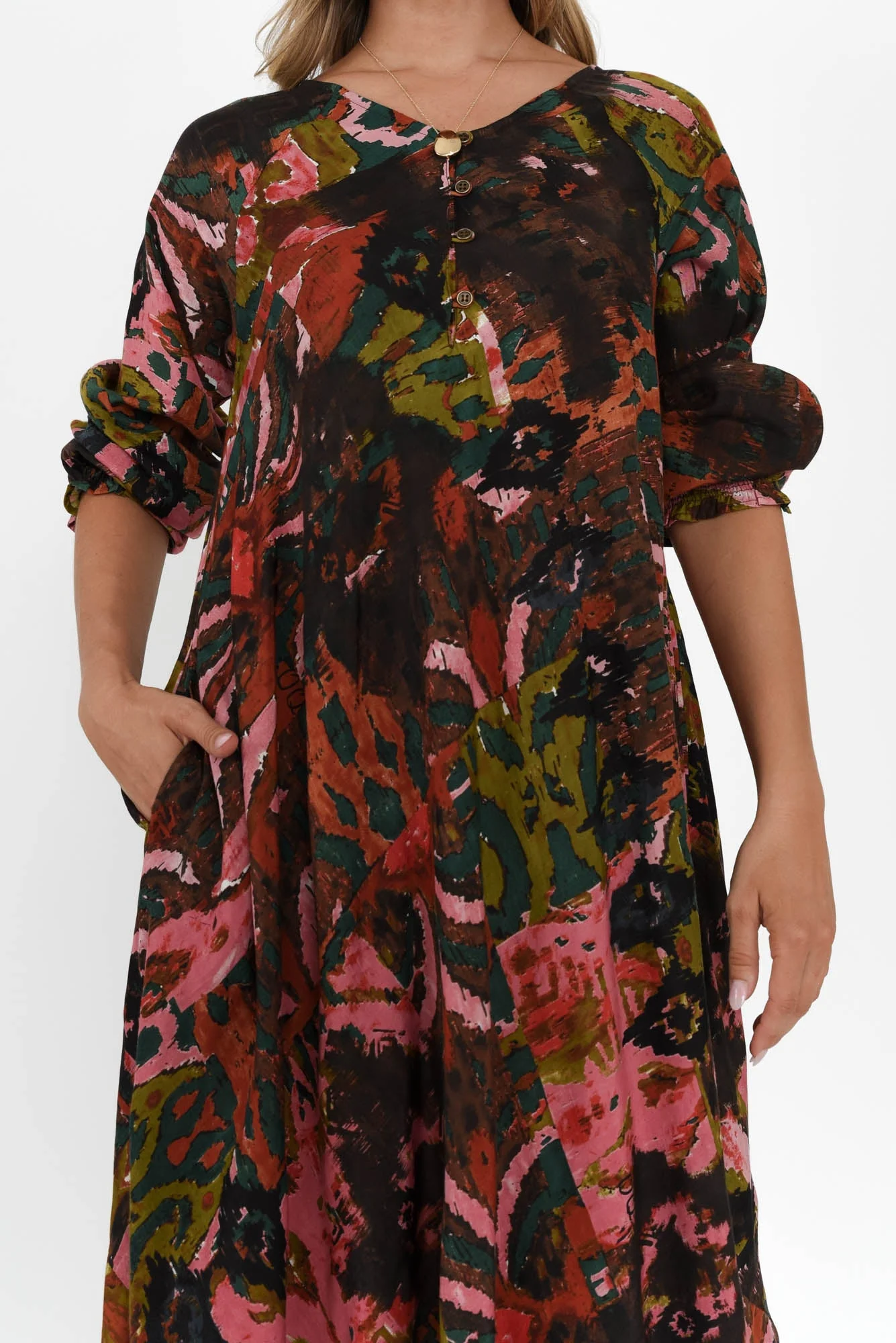 Jillian Pink Abstract Pocket Dress - Image 5