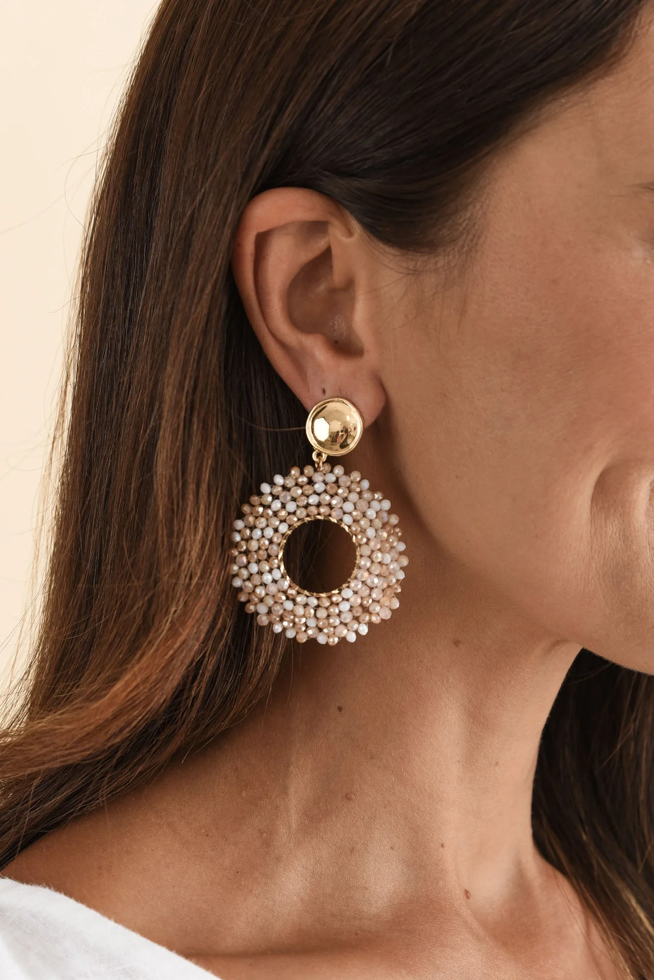 Jing Pink Bead Drop Earrings - Image 3