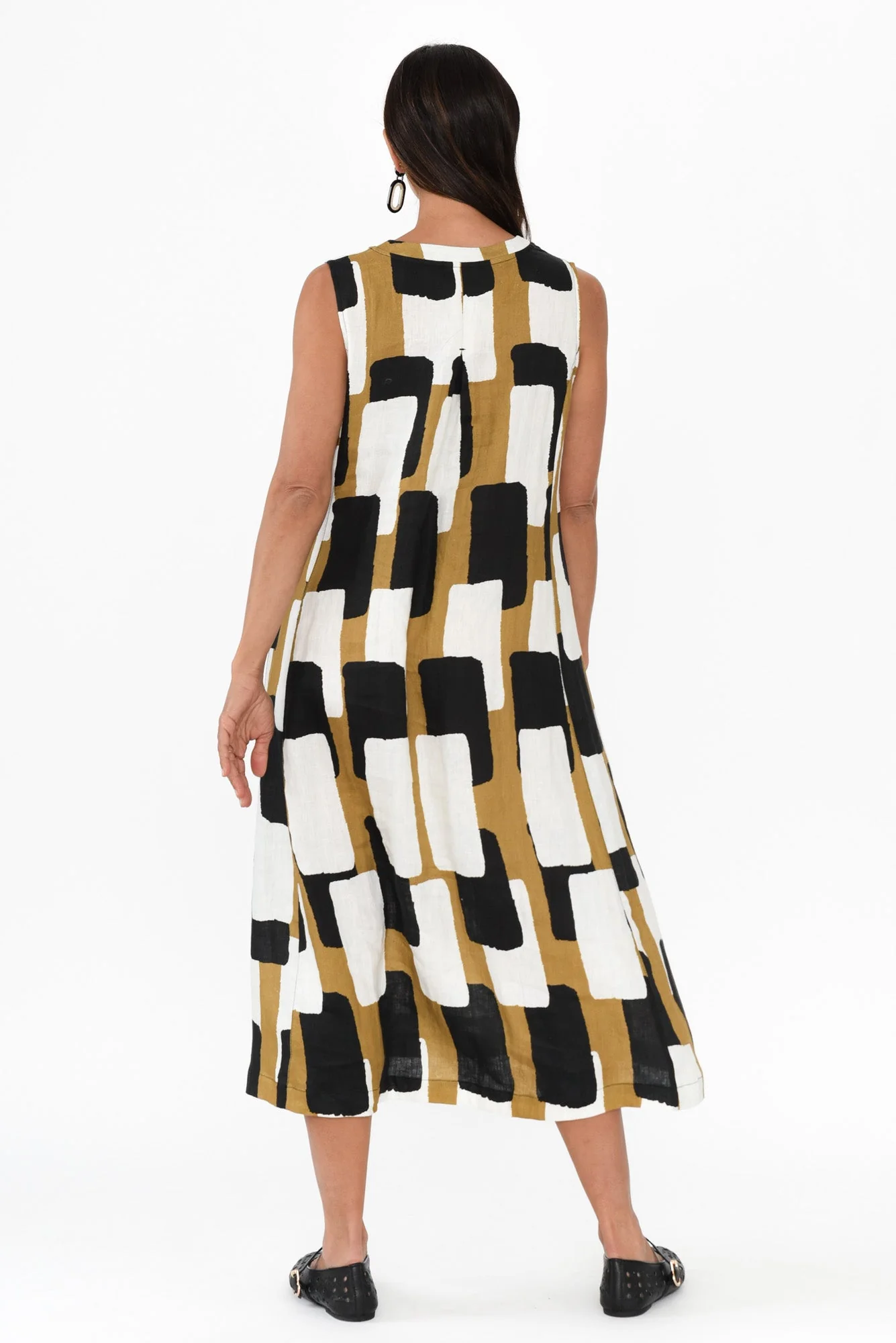 Joanne Yellow Geo Linen Dress - Image 4