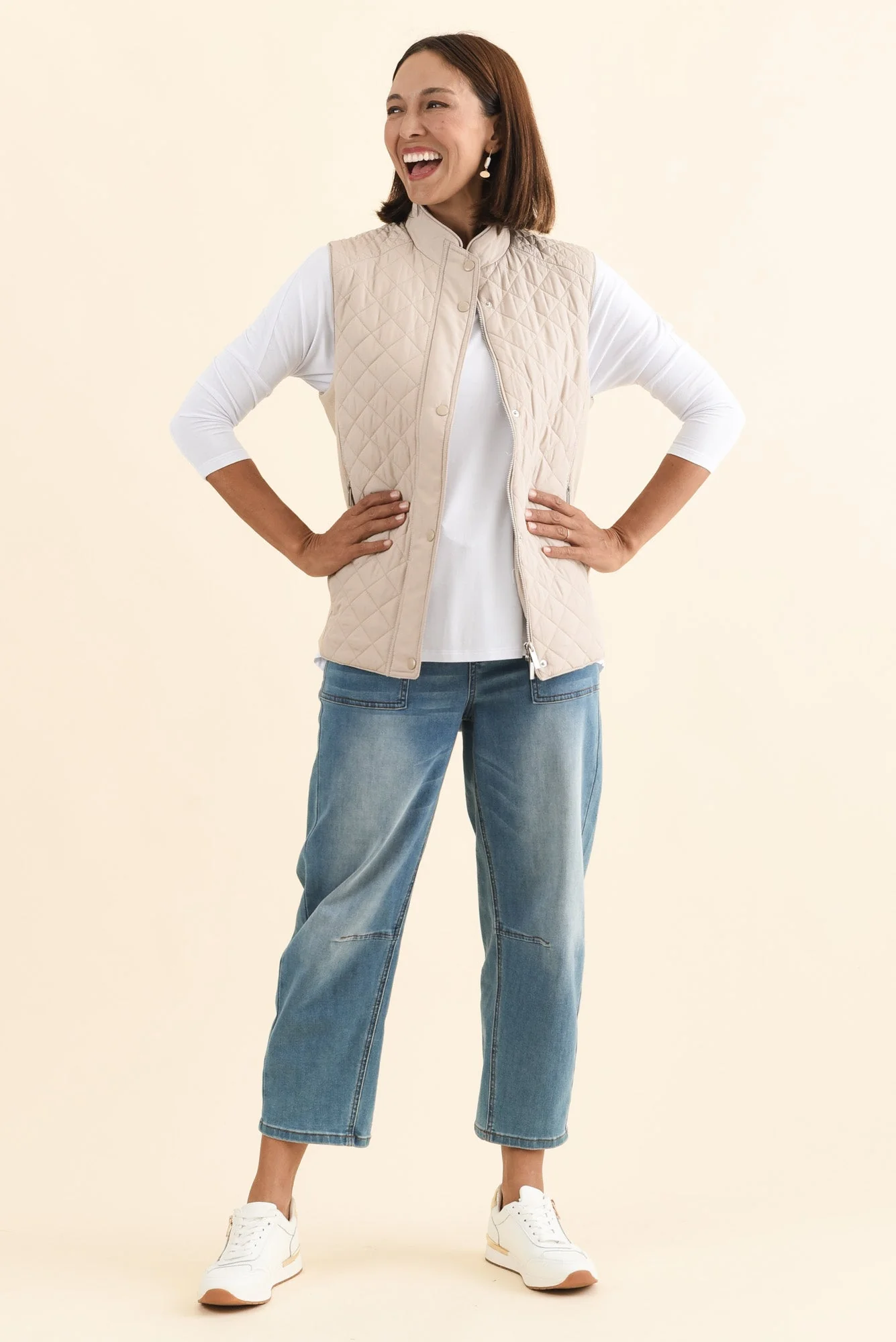 Joey Cream Puffer Vest - Image 2