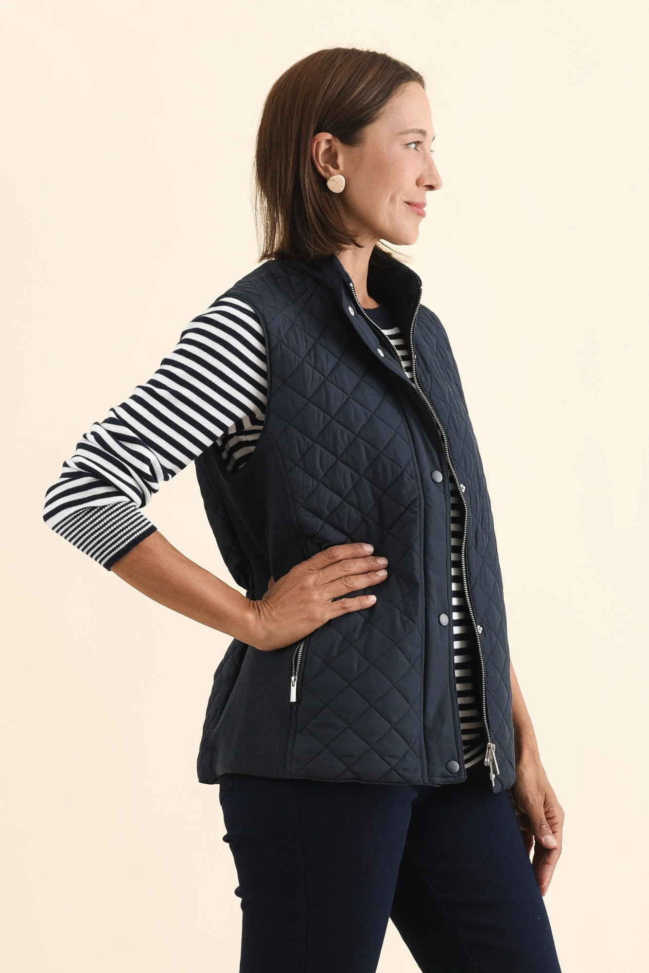 Joey Navy Puffer Vest - Image 3