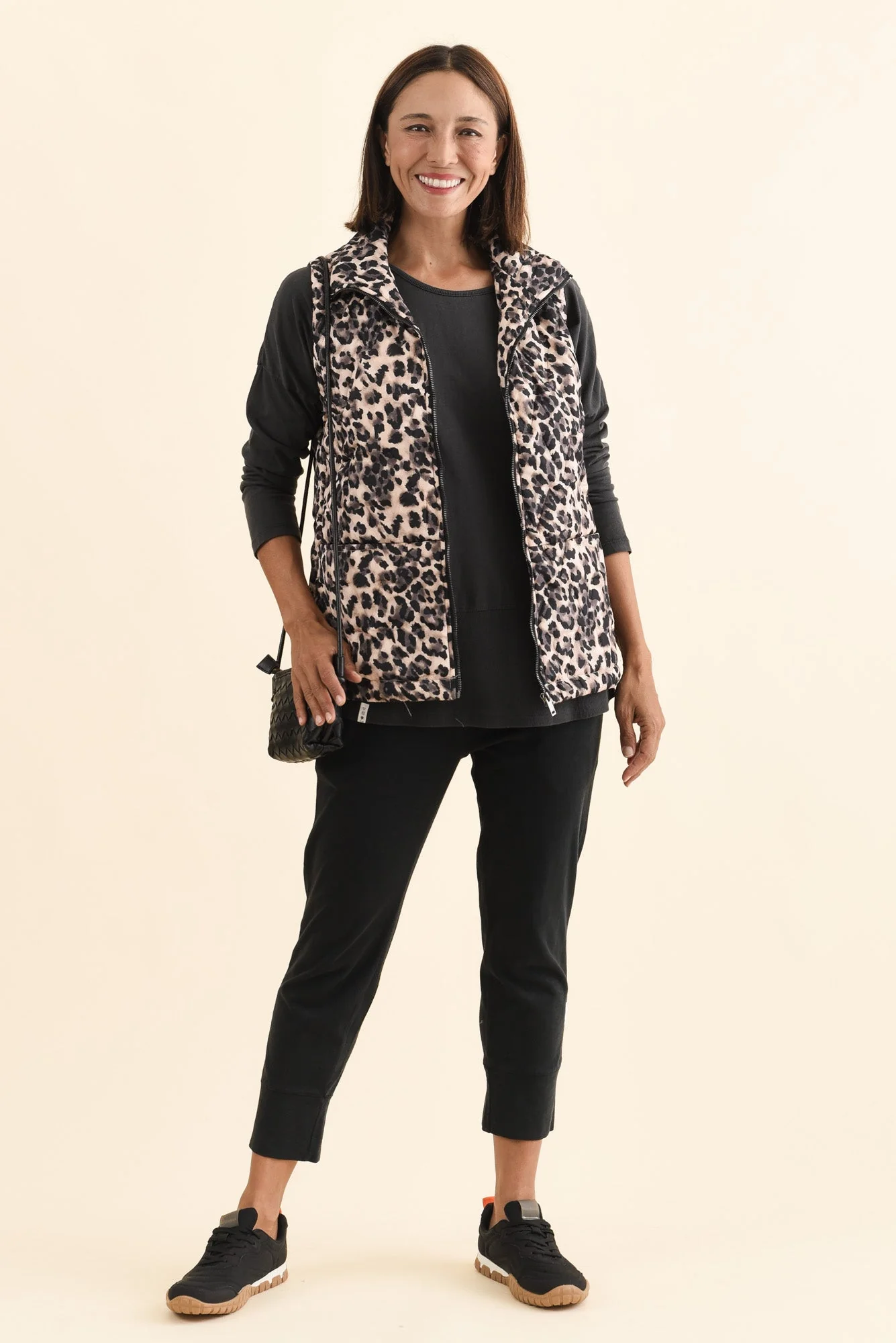 Johnny Brown Leopard Puffer Vest - Image 2