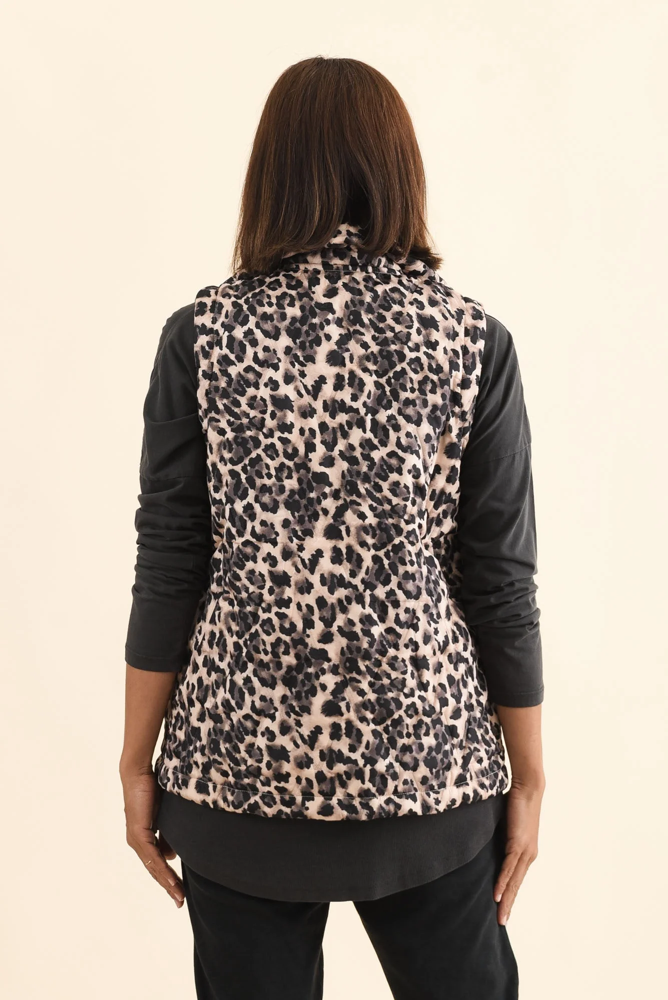 Johnny Brown Leopard Puffer Vest - Image 4