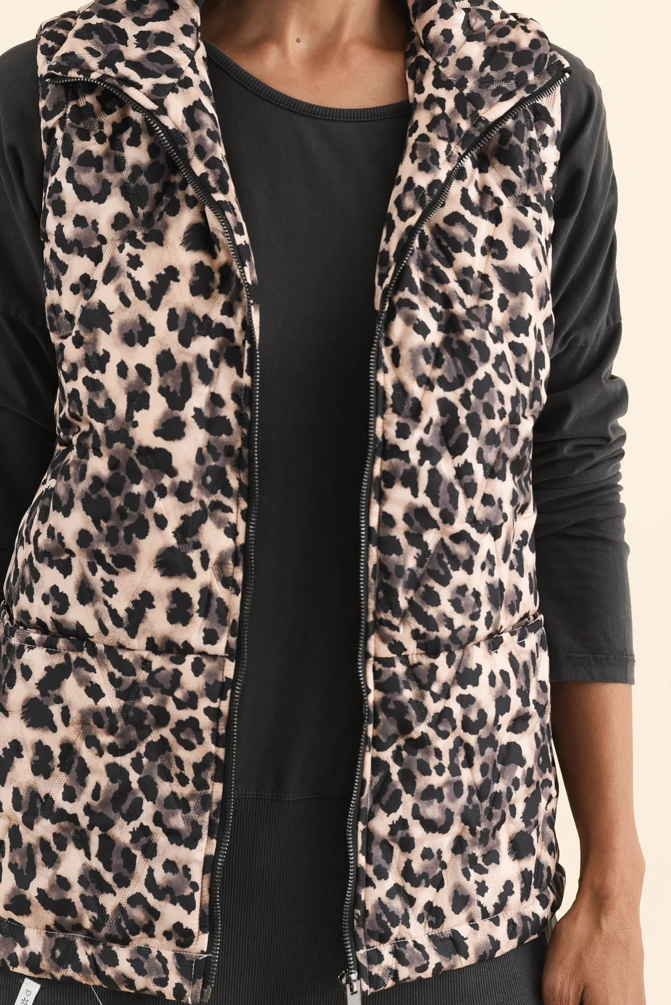 Johnny Brown Leopard Puffer Vest - Image 5