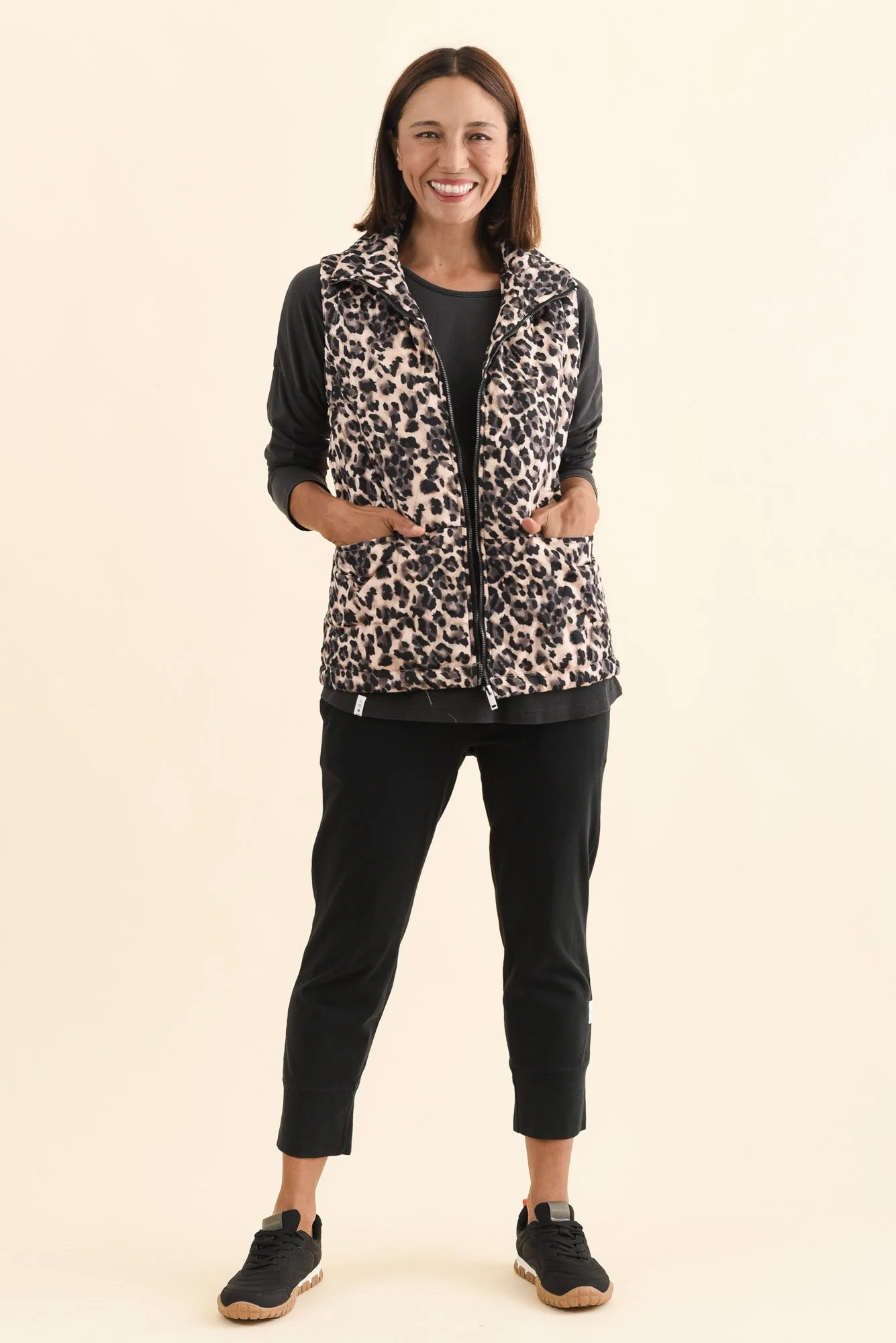 Johnny Brown Leopard Puffer Vest - Image 6