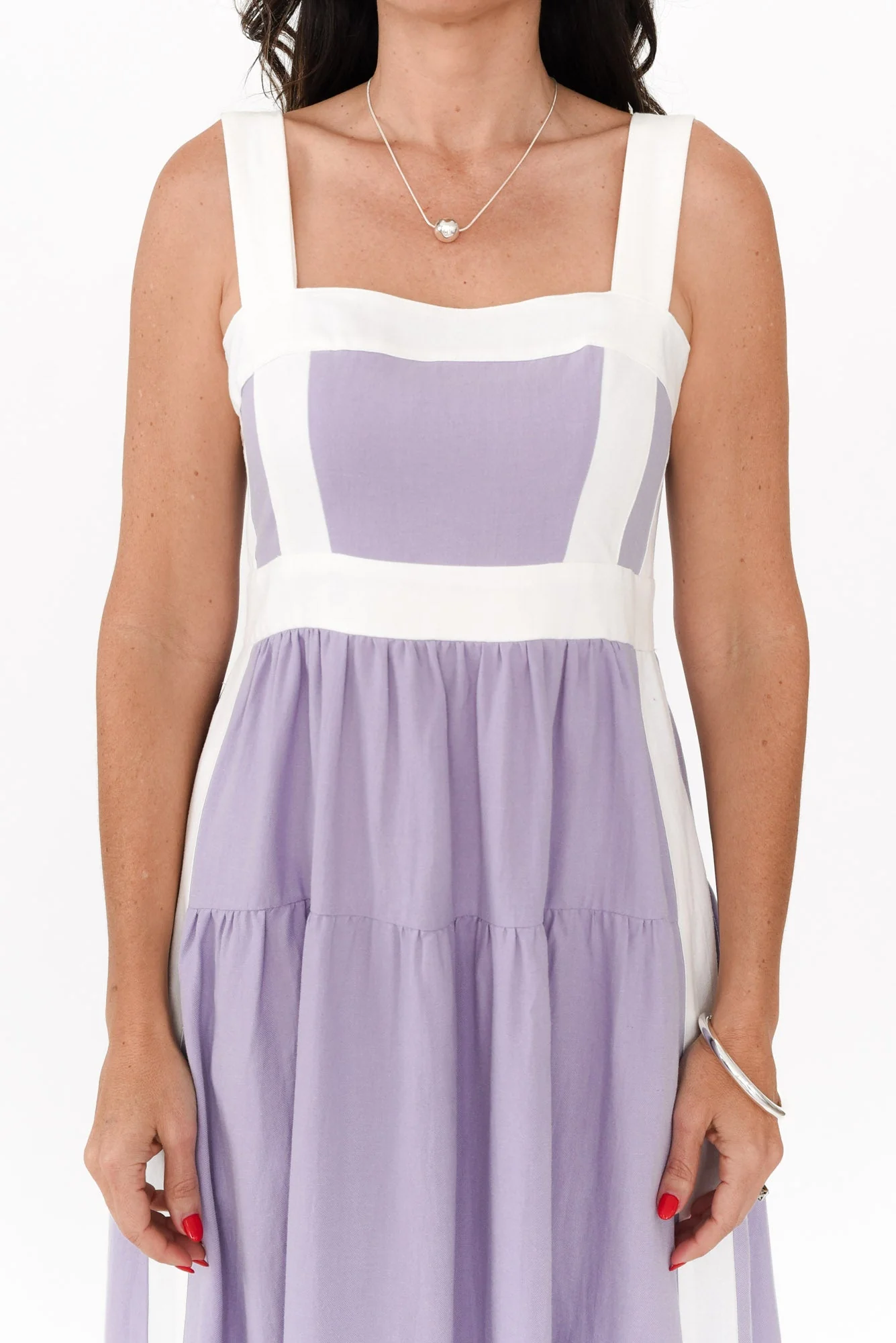 Jolie Purple Trim Cotton Blend Dress - Image 6