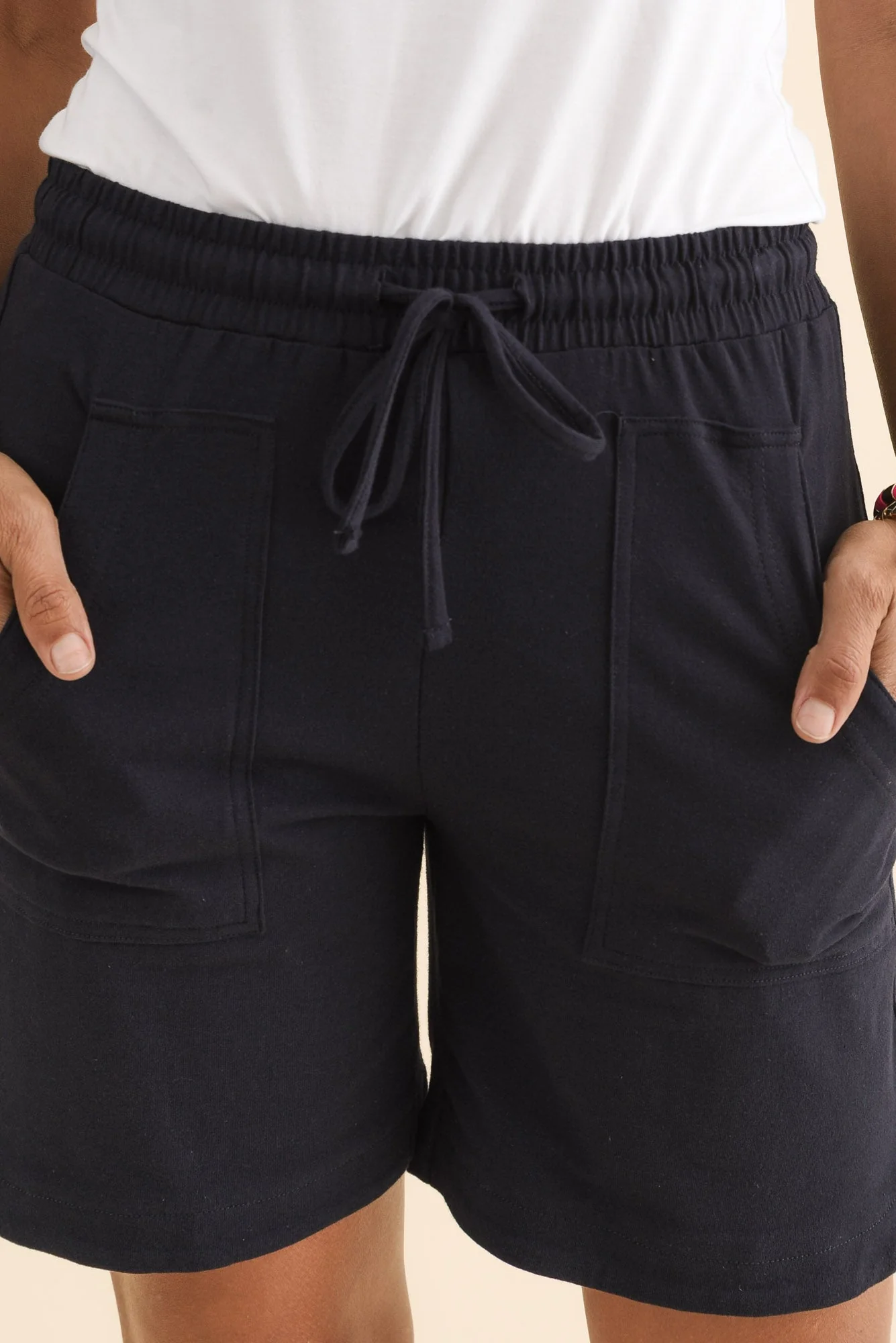 Jonah Navy Cotton Drawstring Shorts - Image 5