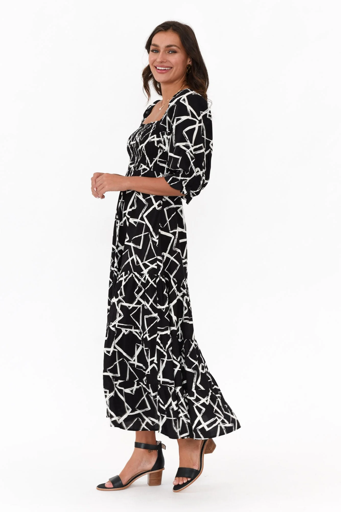 Jonathan Black Geo Shirred Maxi Dress - Image 4
