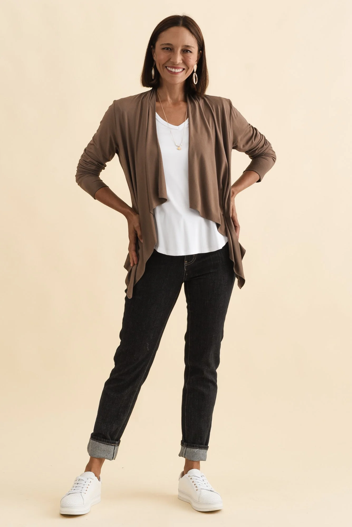 Joni Chocolate Bamboo Cardigan - Image 2