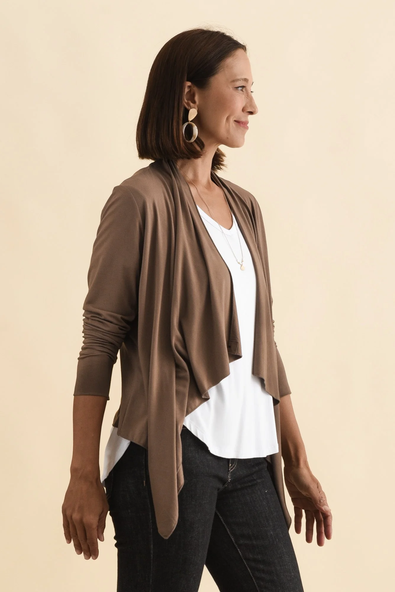 Joni Chocolate Bamboo Cardigan - Image 3