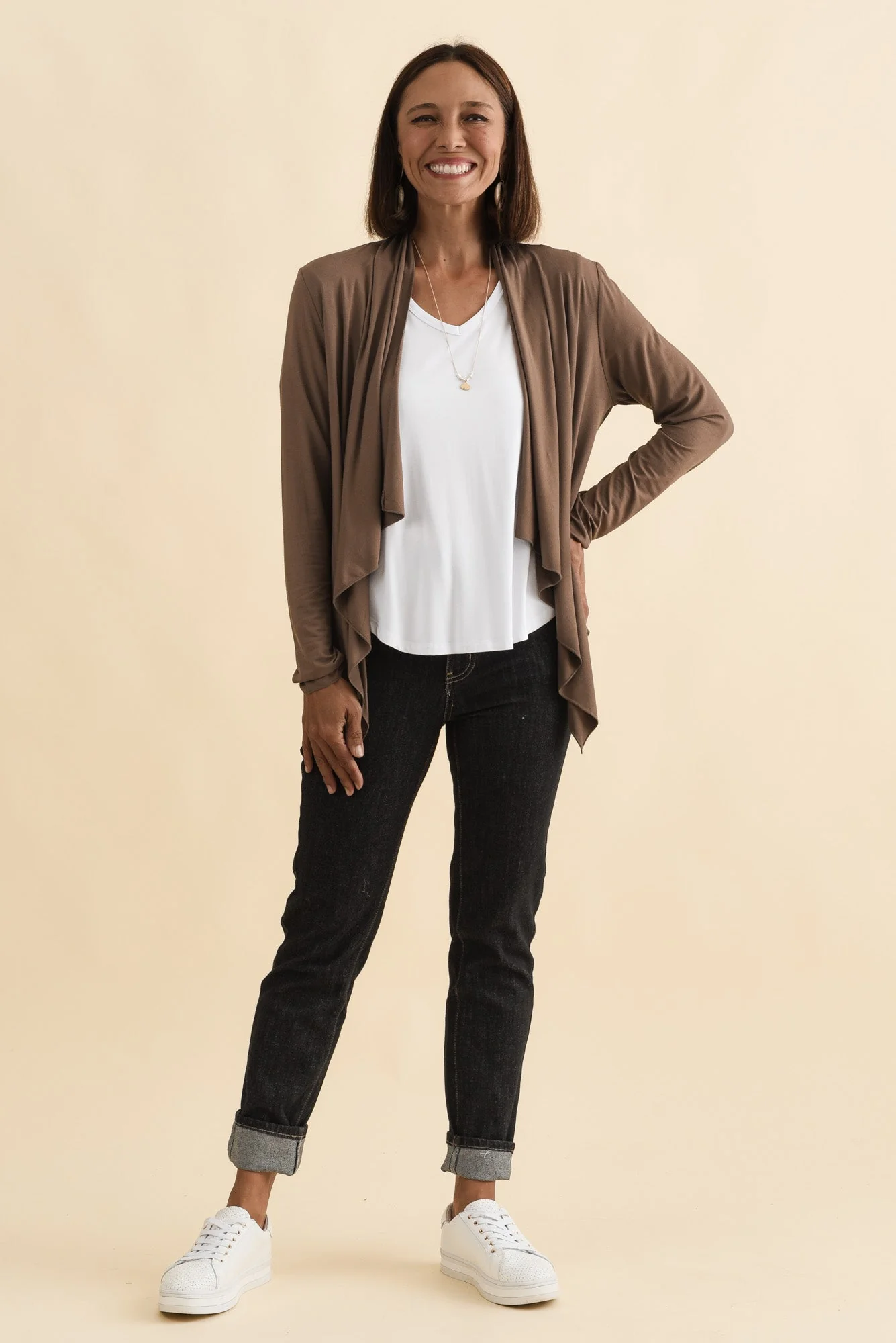 Joni Chocolate Bamboo Cardigan - Image 6